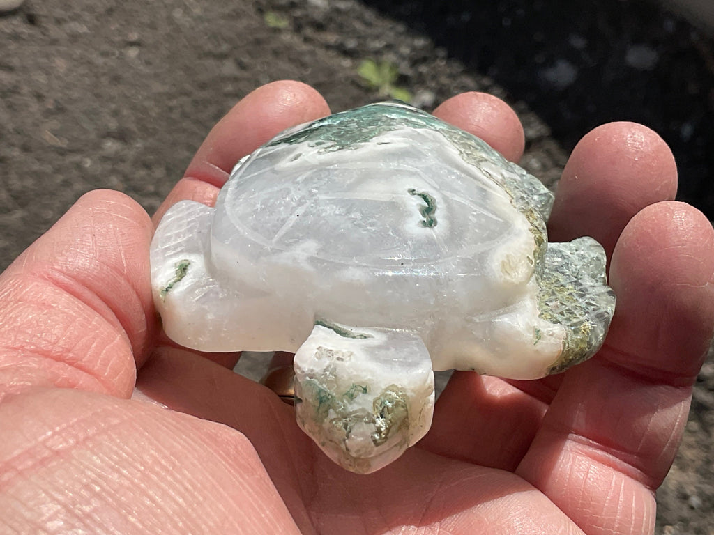 112g Moss Agate Turtle 1C