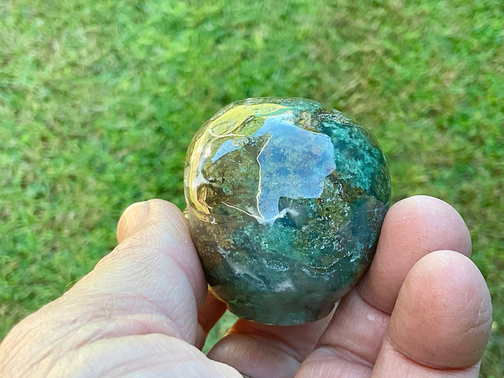 127g Moss Agate Skull 1A