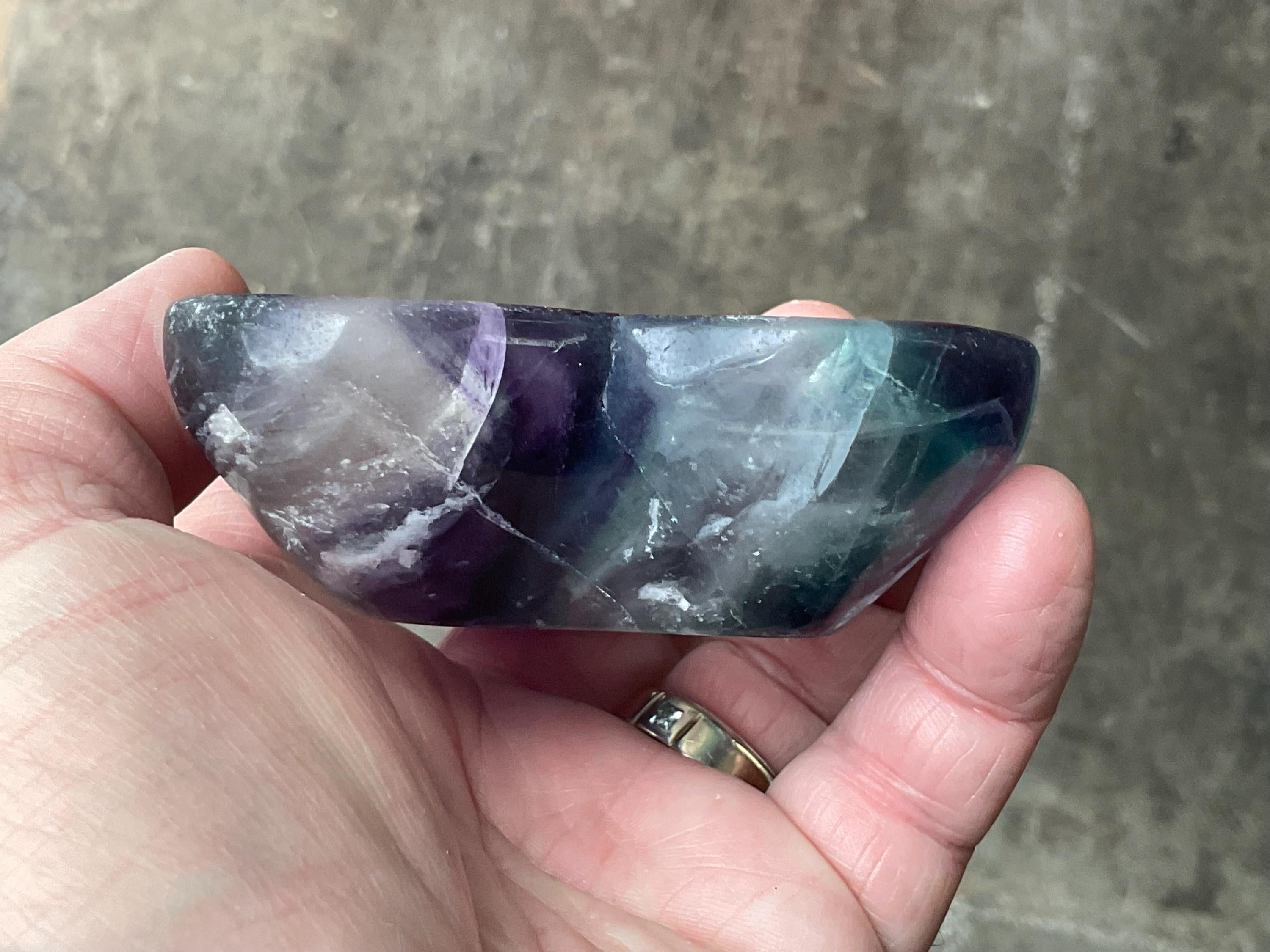 280g Rainbow Fluorite Freeform Bowl 2A