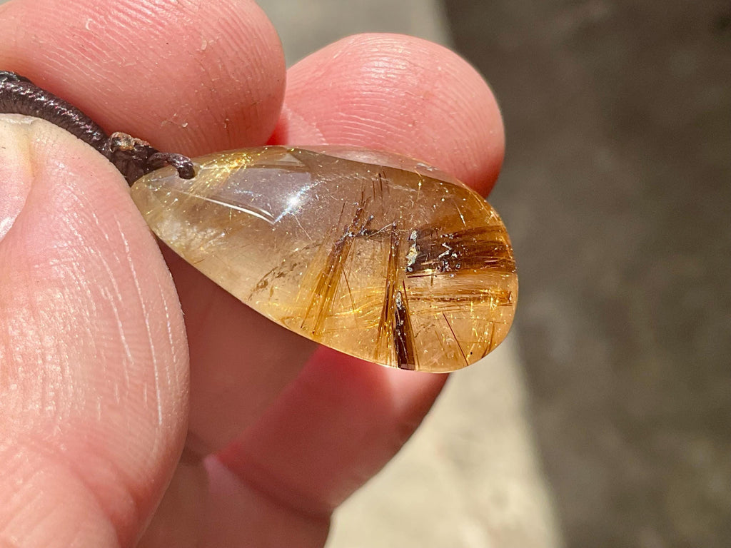 Golden Rutile Teardrop Adjustable Pendant C