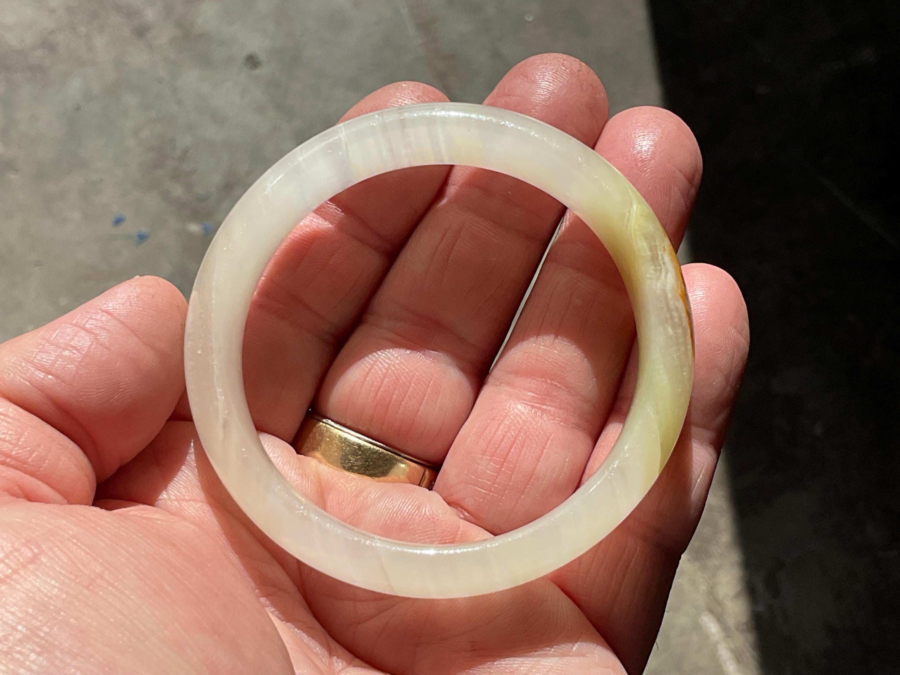 40g Small Green Banded Onyx Solid Bangle 2A