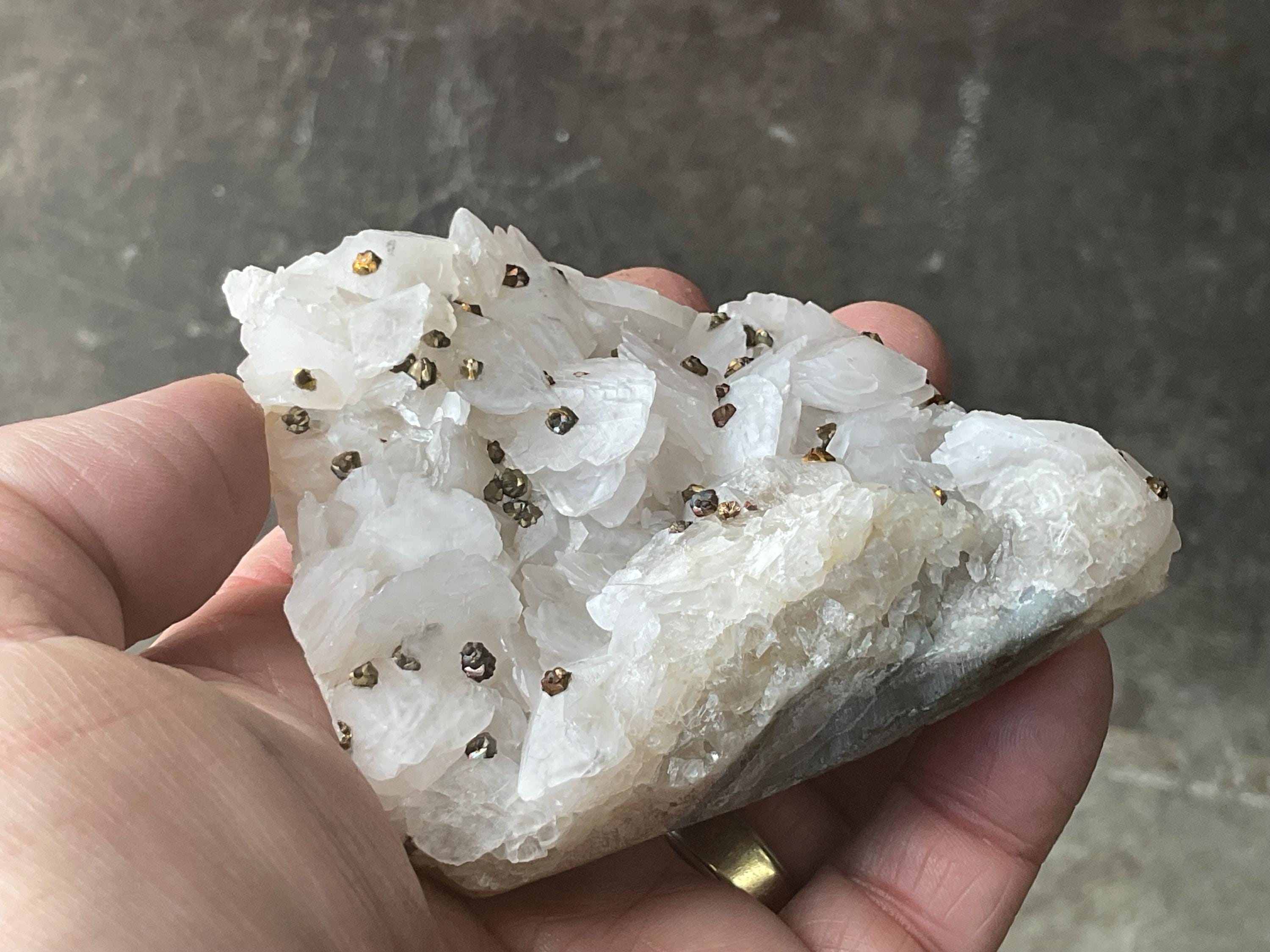 232g Pyrite on Calcite Specimen B from Hunnan, China
