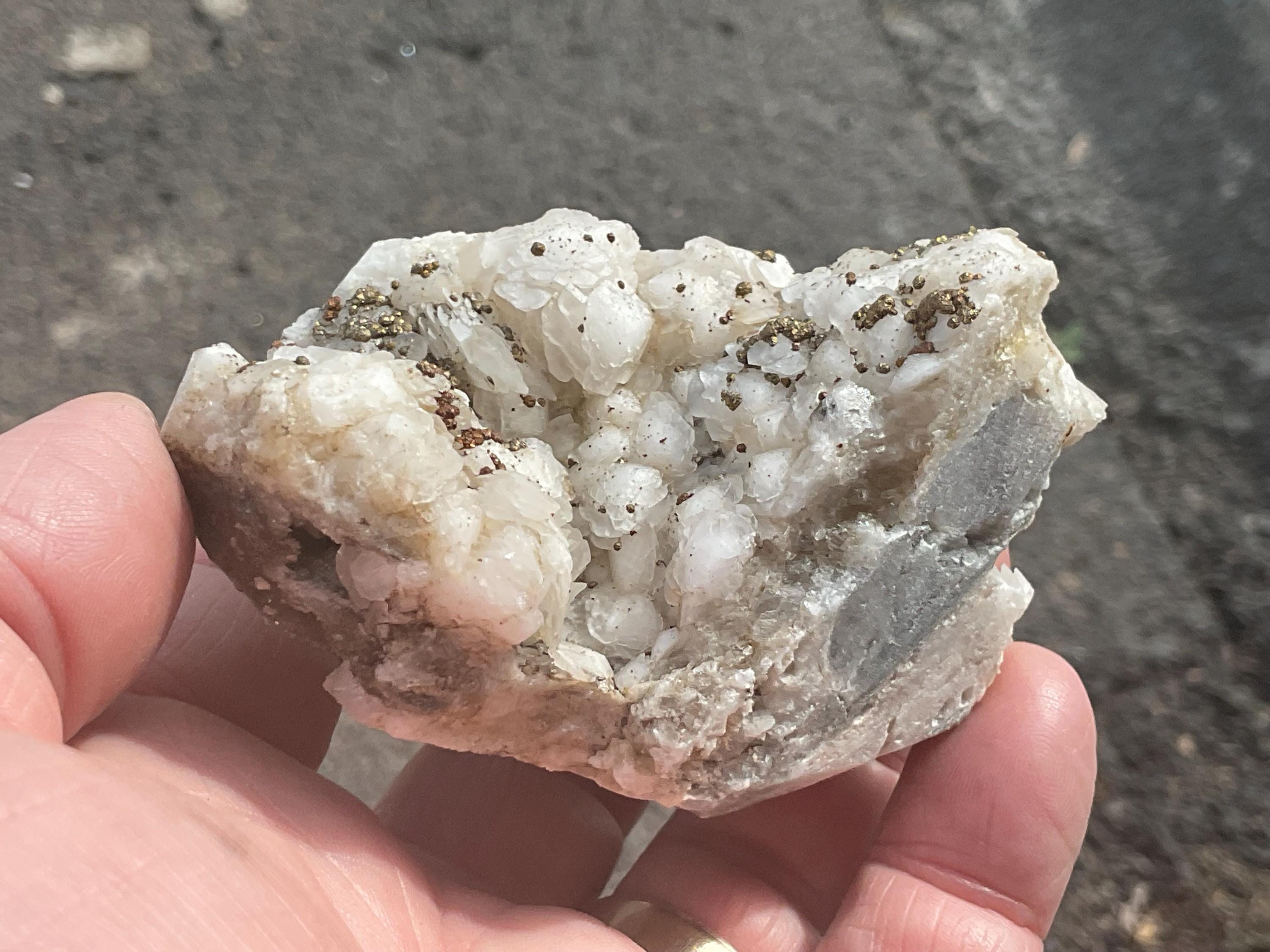 182g Pyrite on Calcite from Hunnan, China Specimen A
