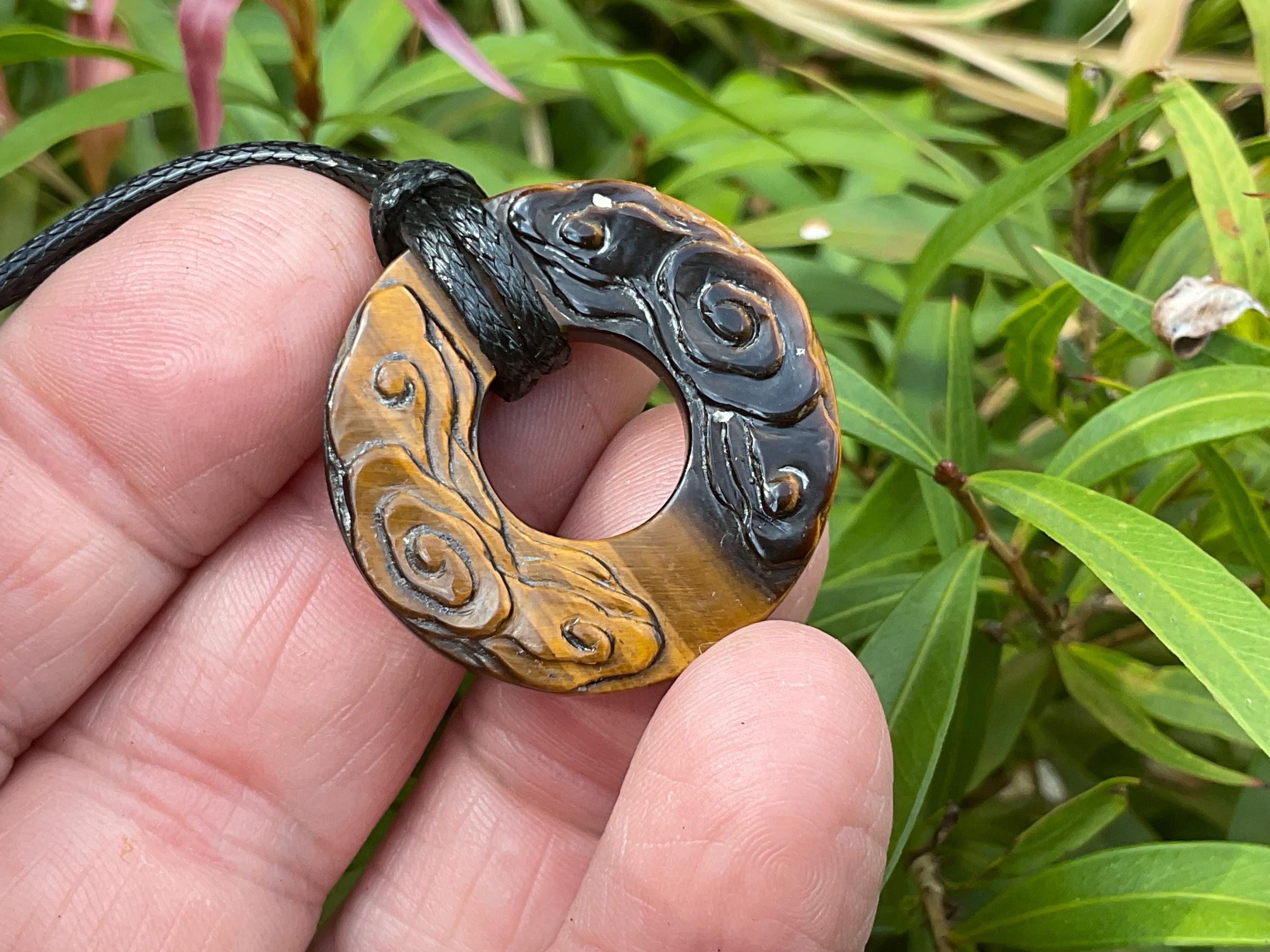 Tiger Eye Donut Flower Pendant B