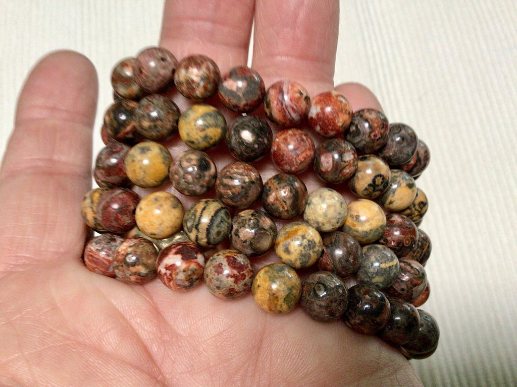 Red Leopard Skin Jasper 8mm Bead Bracelet