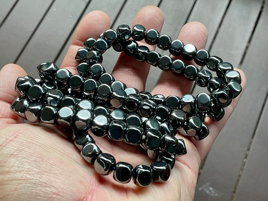 Hematite Cube Shaped Bead Bracelet