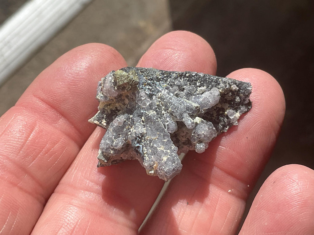 12g Botryoidal Fluorite with Valentinite on Stibnite Specimen 4B from Jiangxi, China