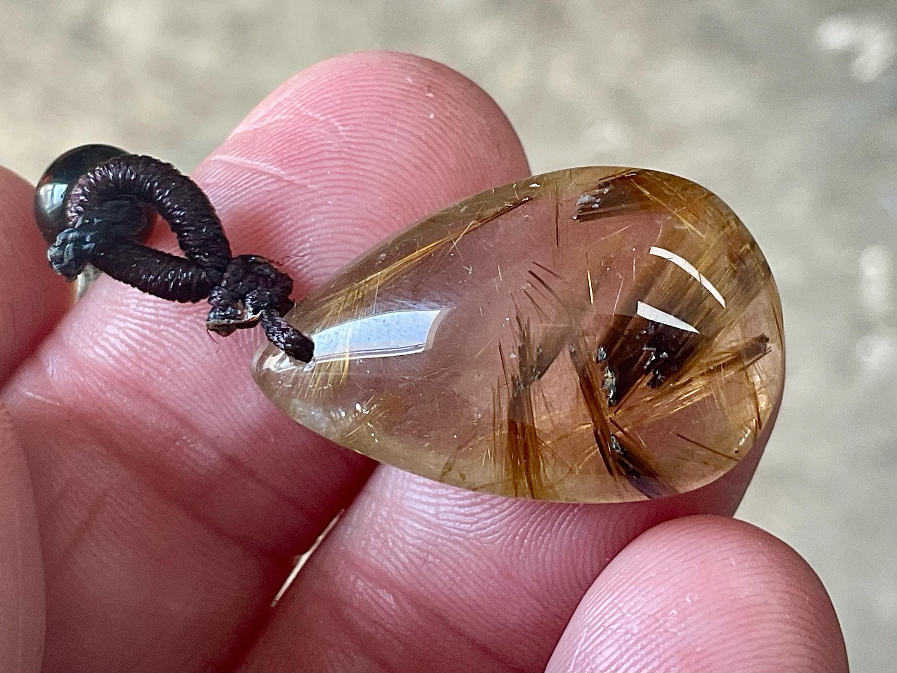 Golden Rutile Teardrop Adjustable Pendant C