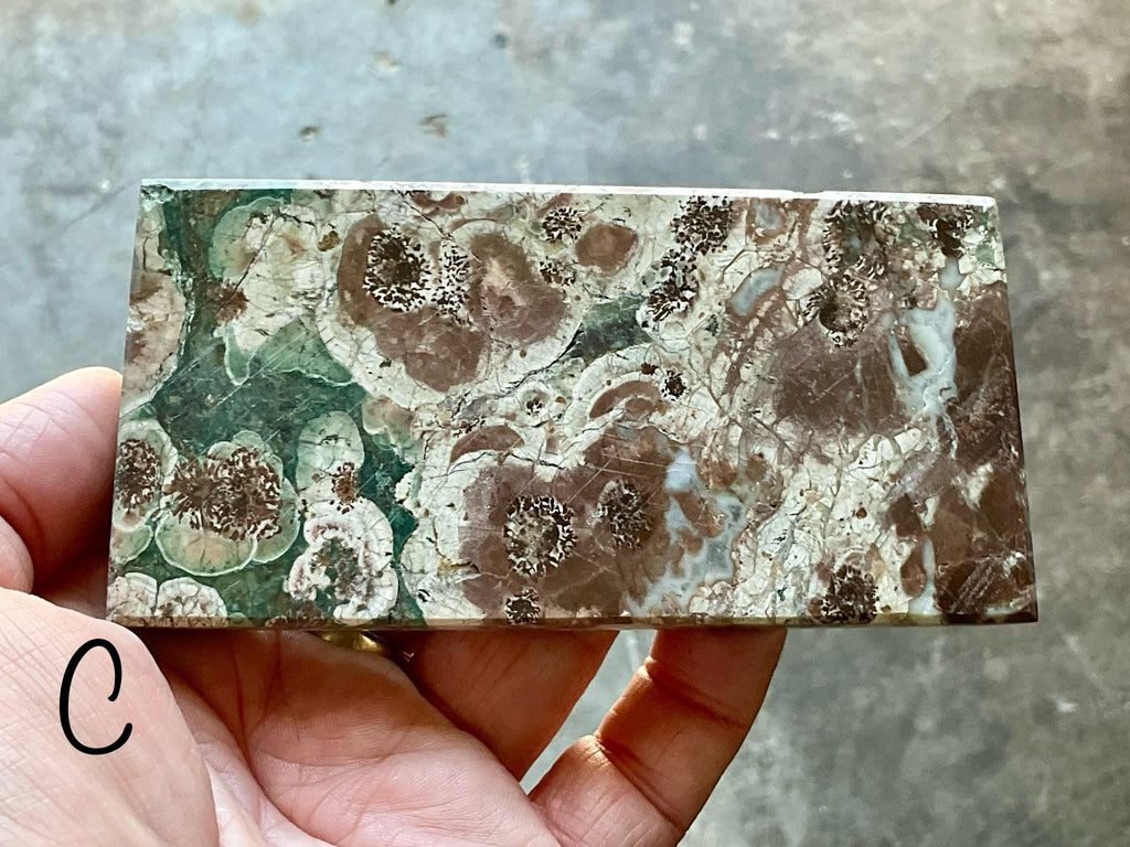 Green Cherry Blossom Jasper Polished Slabs Group 4
