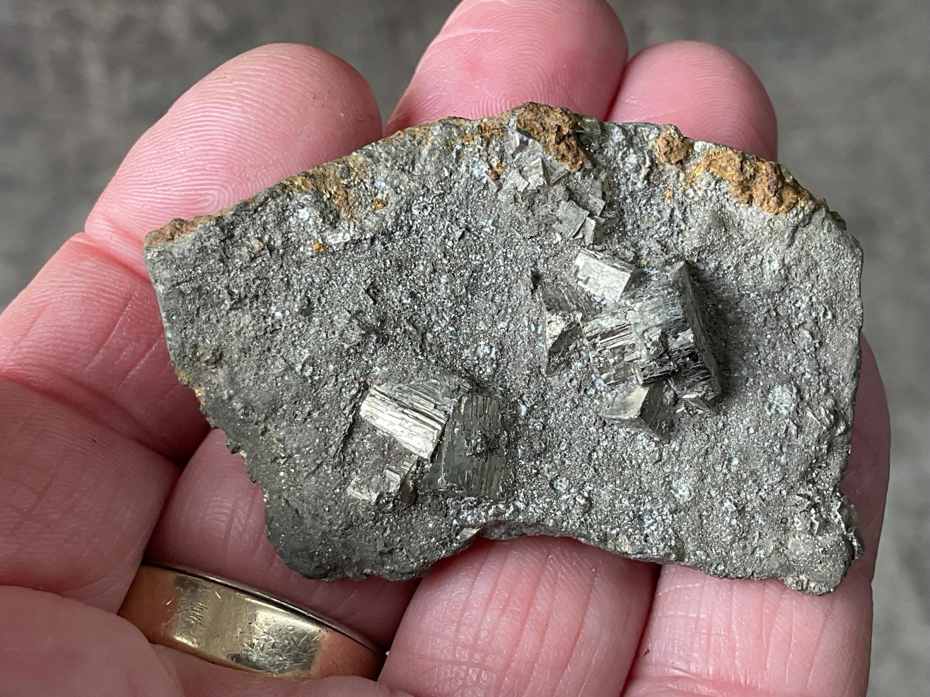 44g Cubic Pyrite on Solid Pyrite Matrix Specimen 1B