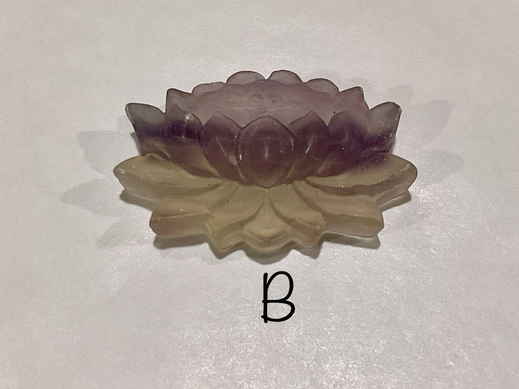 Matt Finish Rainbow Fluorite Lotus Flower Carving Group 2
