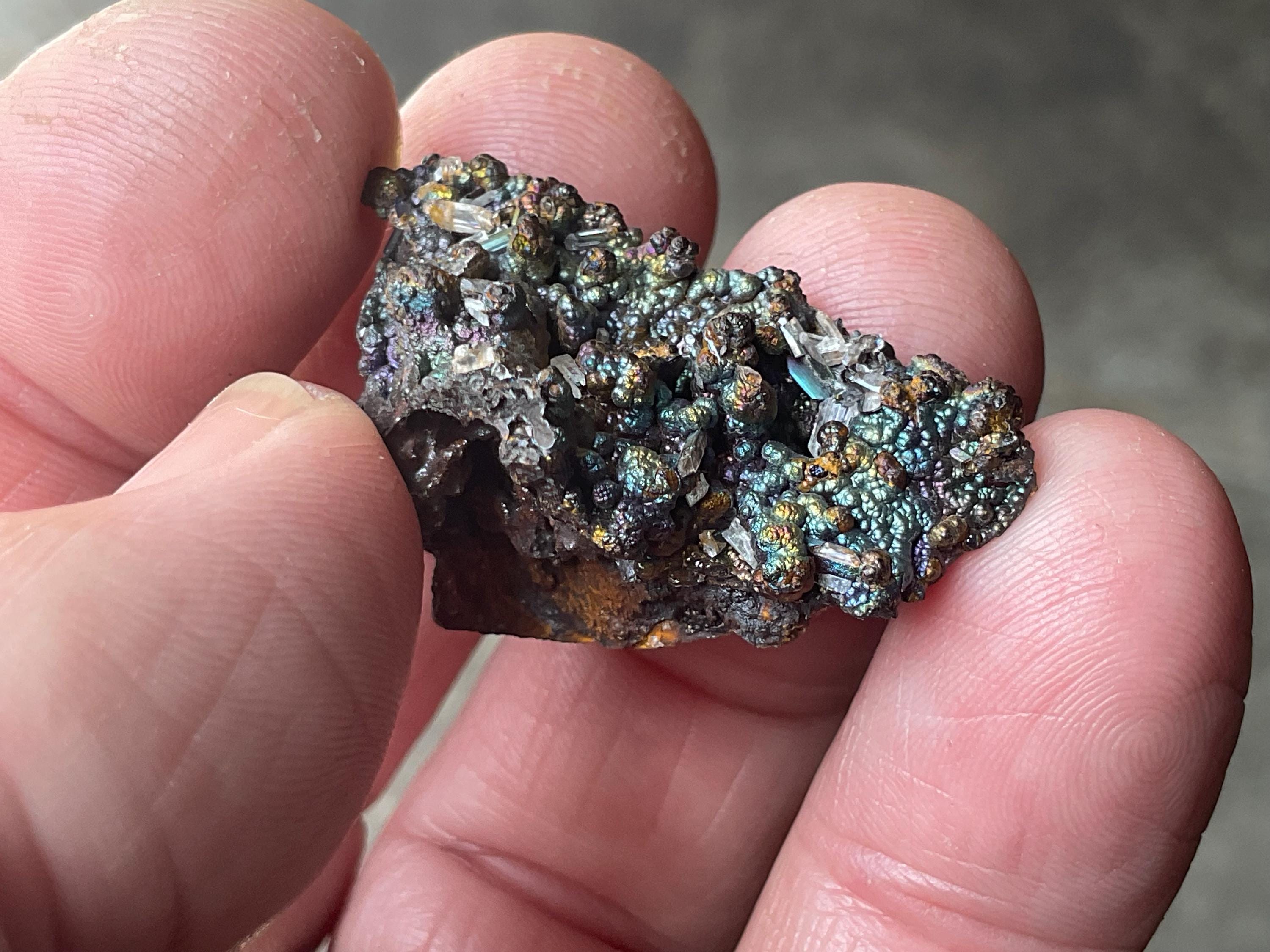 10g Iridescent Goethite/Limonite with Selenite Crystals Specimen 1A from Hubei, China