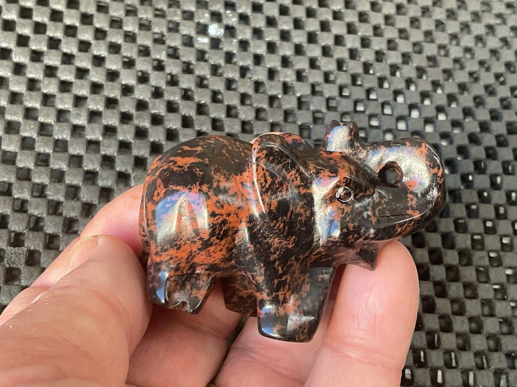 70g Mahogany Obsidian Elephant Carving A