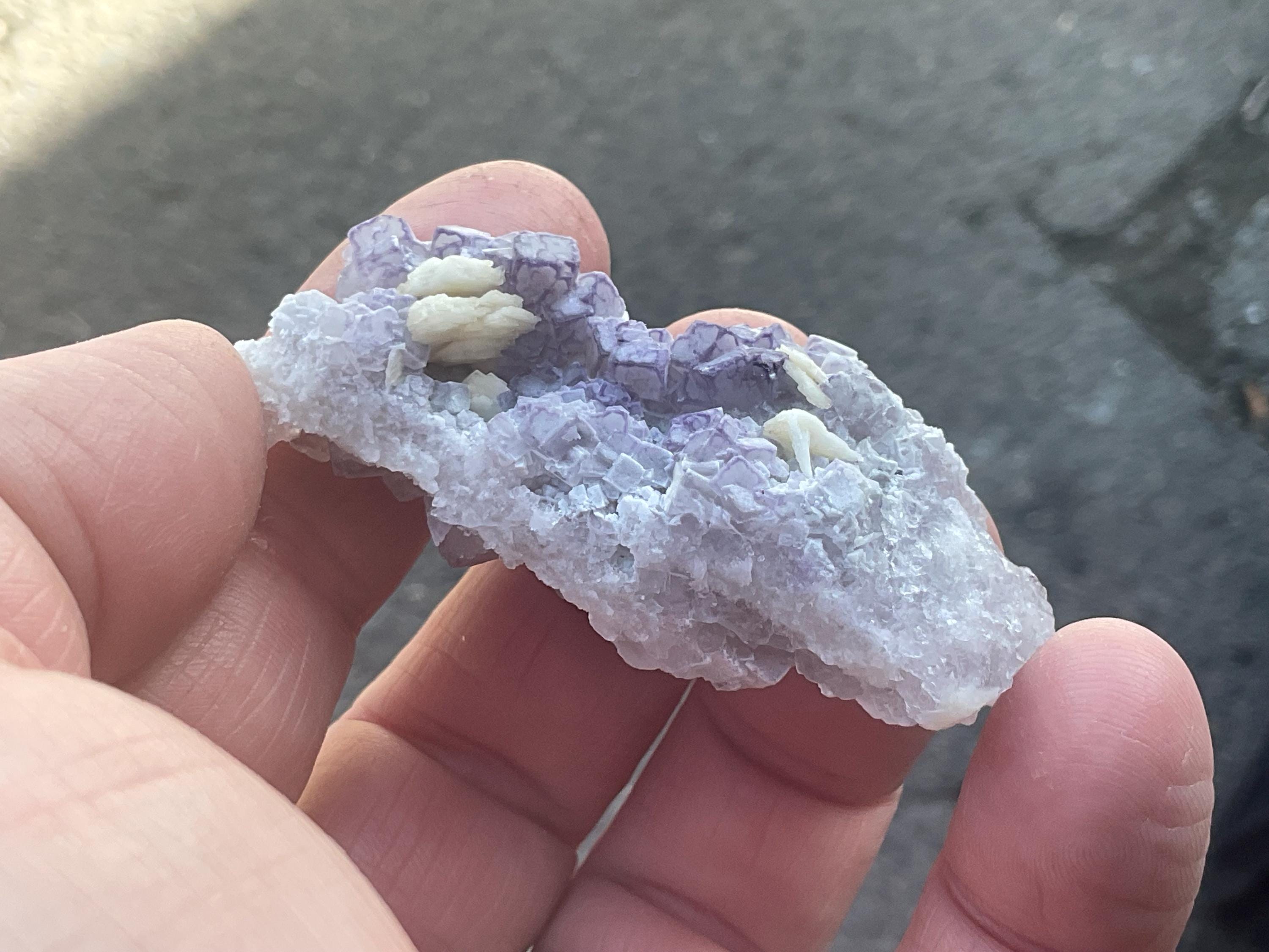 40g Lavender QR Code Fluorite Specimen 3B