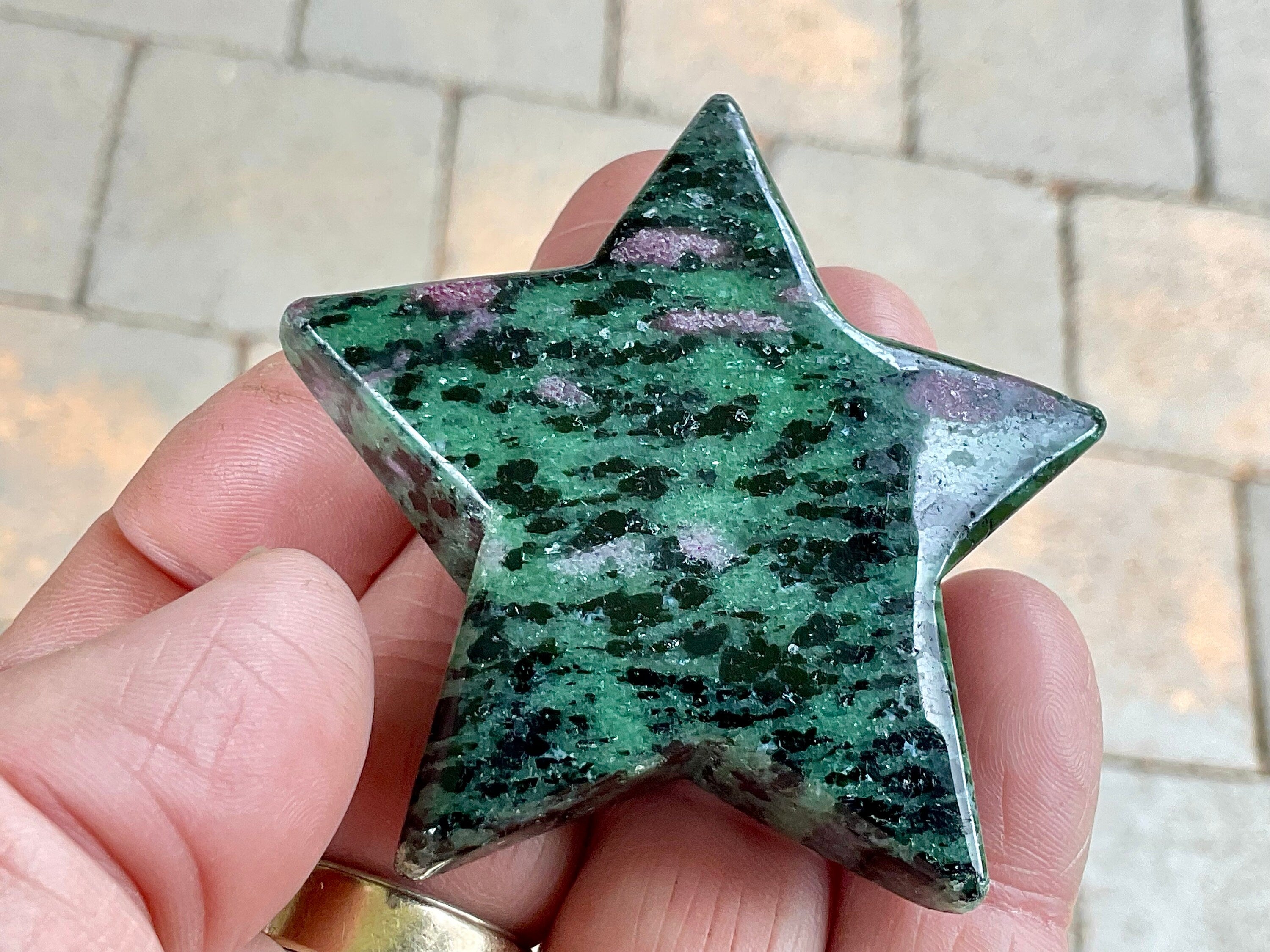 77g Ruby in Zoisite Polished Star 2C