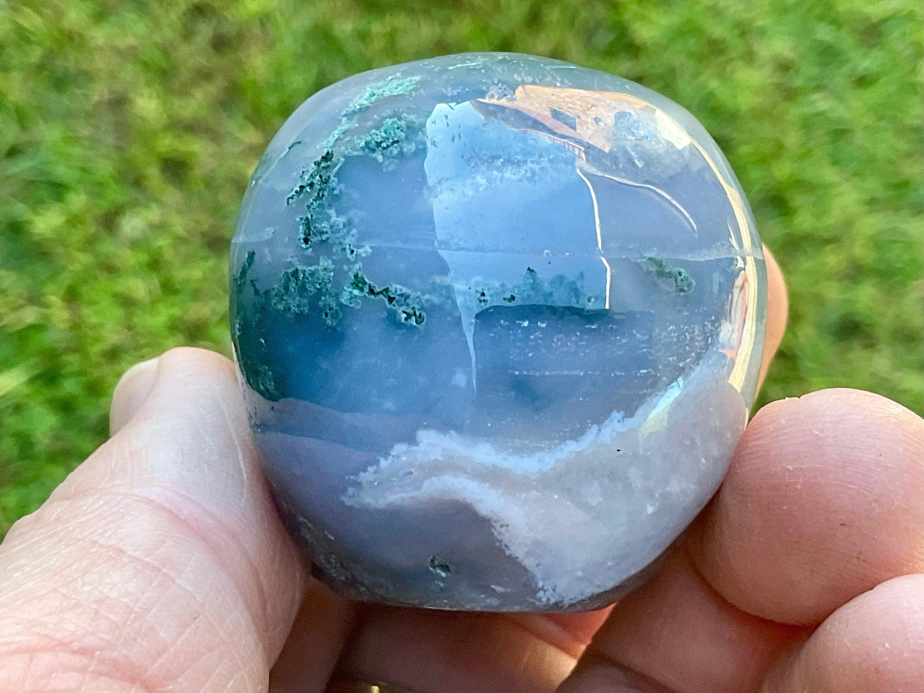 128g Moss Agate Skull 4A