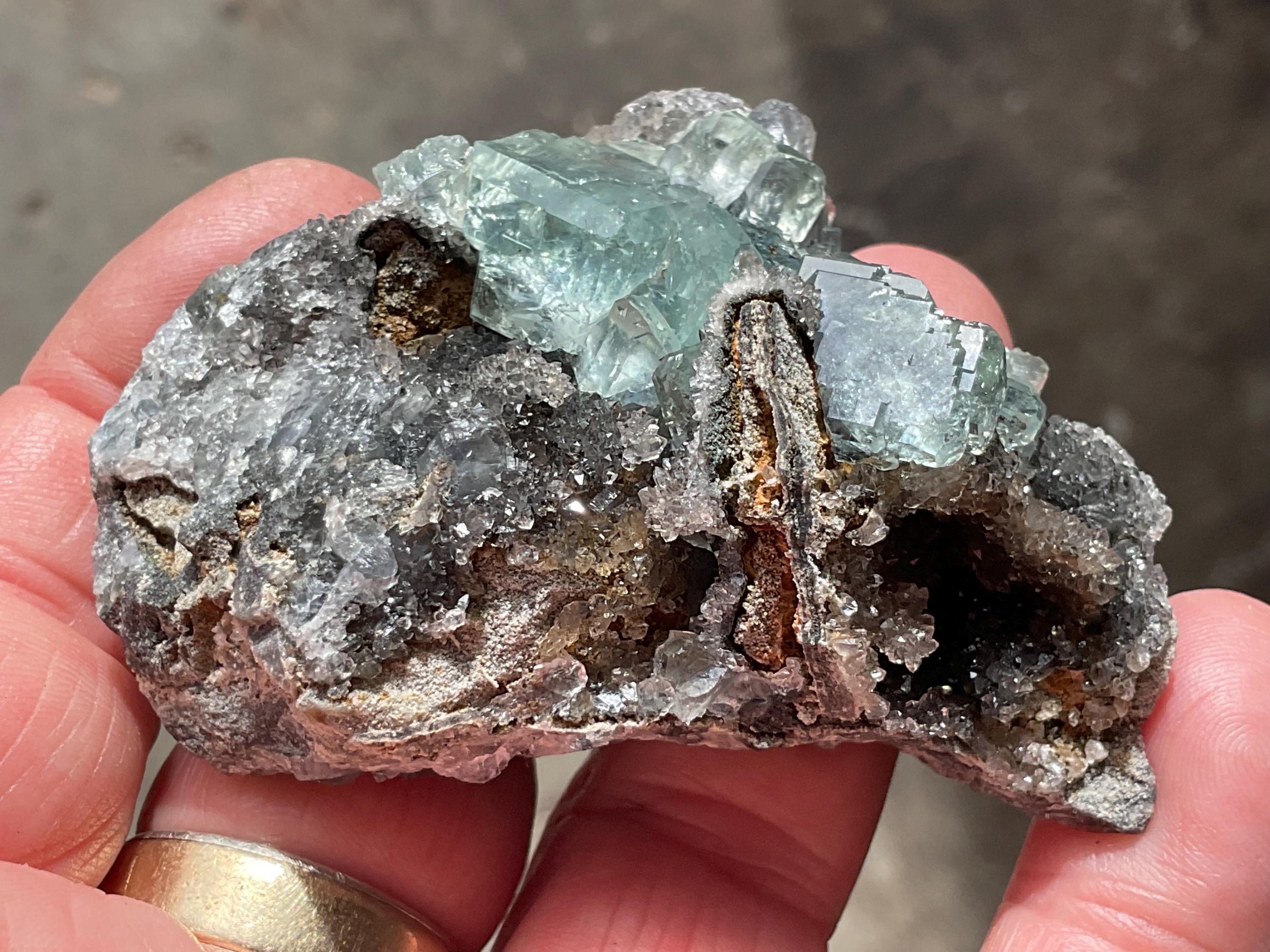 92g Pale Blue/Green Fluorite on Quartz/Sphalerite Specimen 1A from Fujian, China