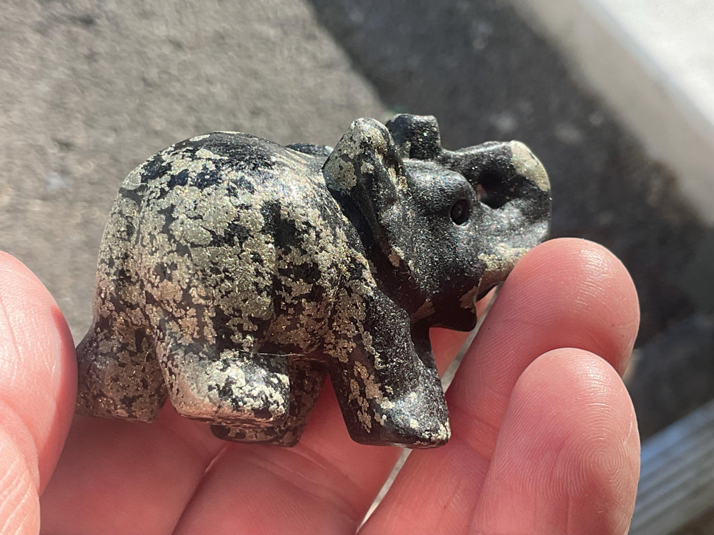 Pyrite Elephant Carving