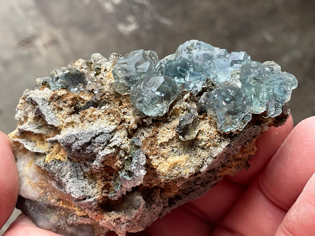 130g Blue/Green Fluorite on Quartz/Sphalerite Specimen 2A from Fujian, China
