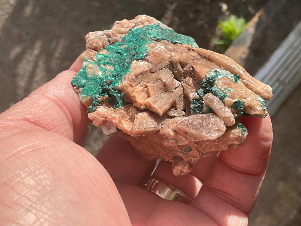 230g Malachite and Selenite on Dolomite Matrix Specimen 1B from Morocco