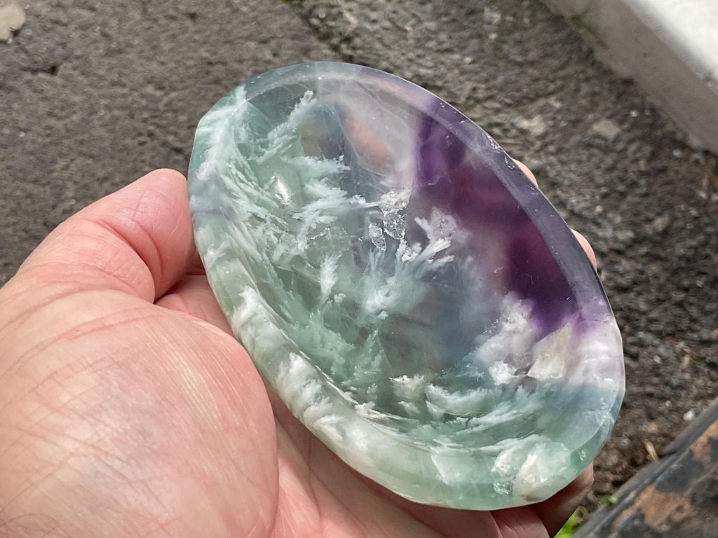 260g Rainbow Fluorite Feather Bowl 1A