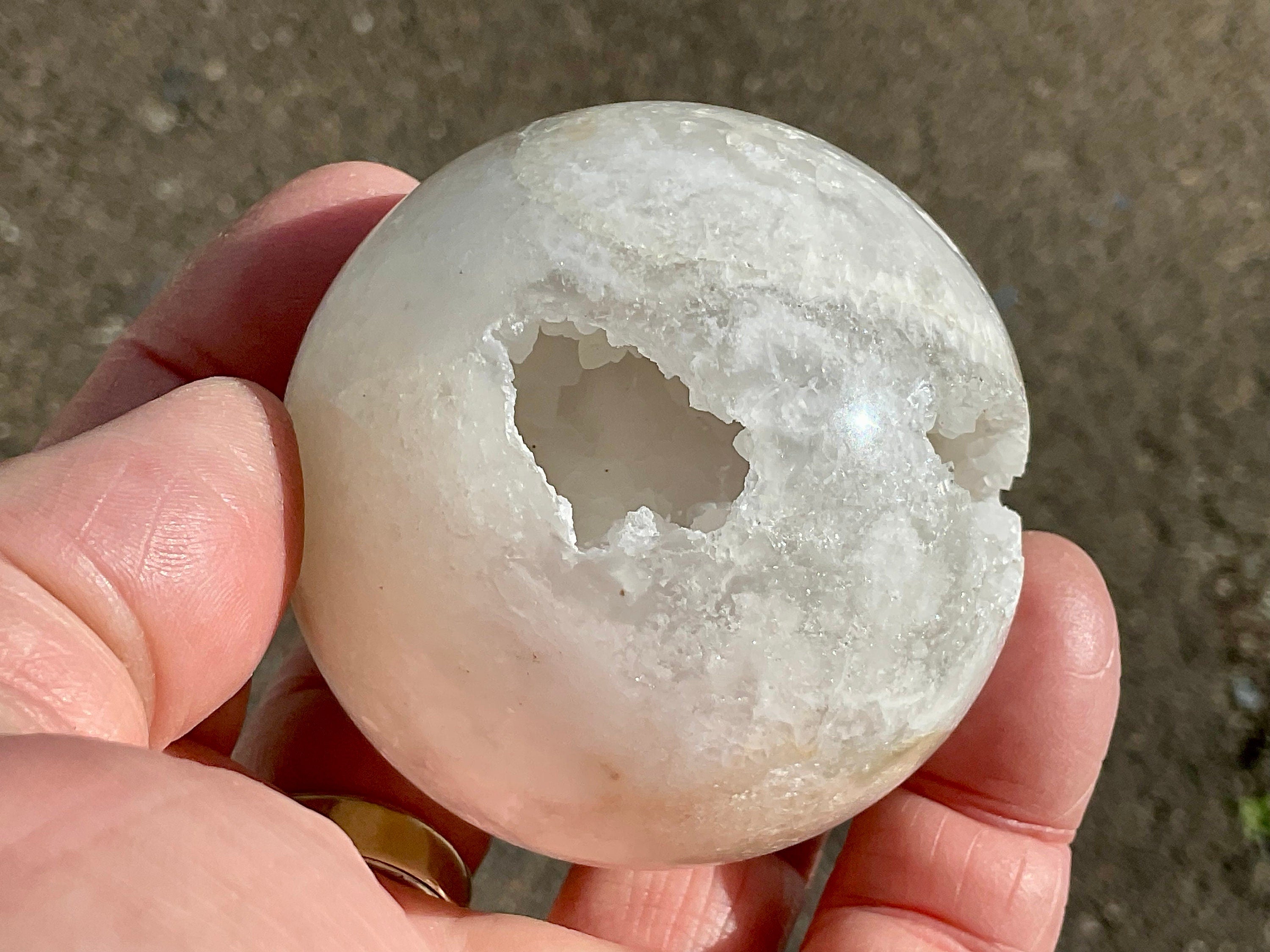 186g Clear Quartz Polished Hollow Sphere A