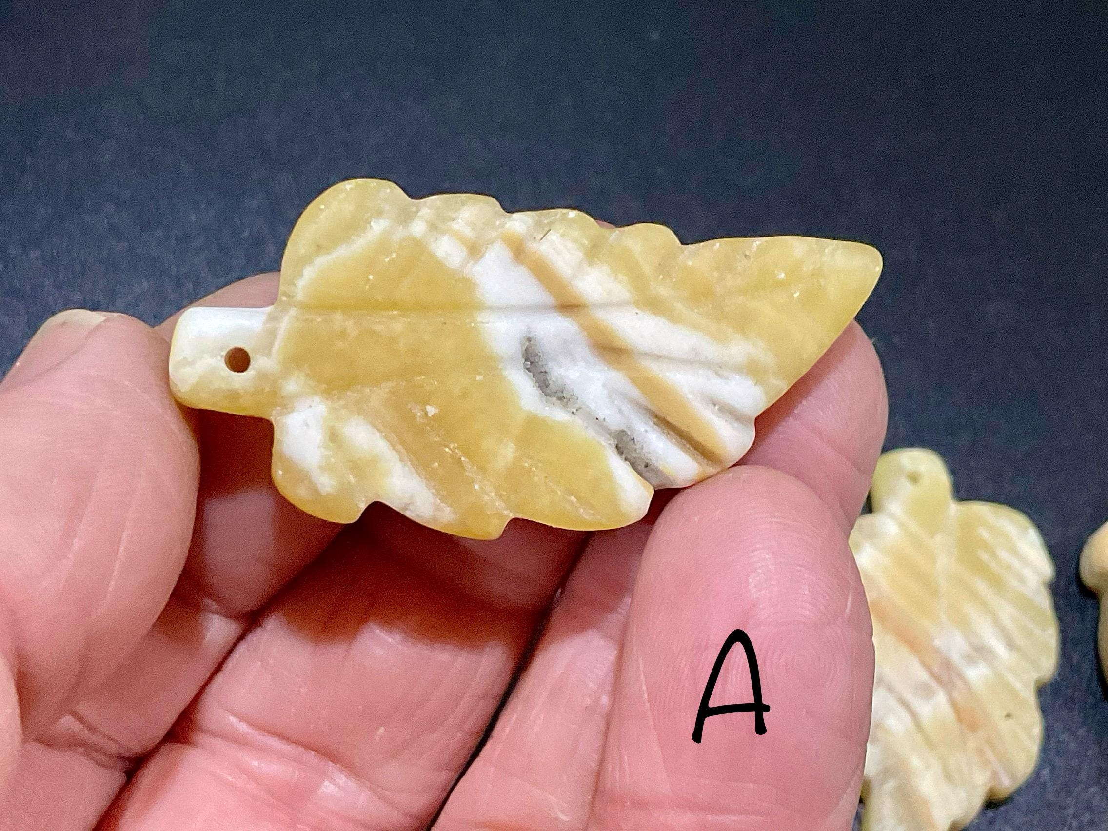 Orange Banded Calcite Drilled Leaf Pendant Group 1