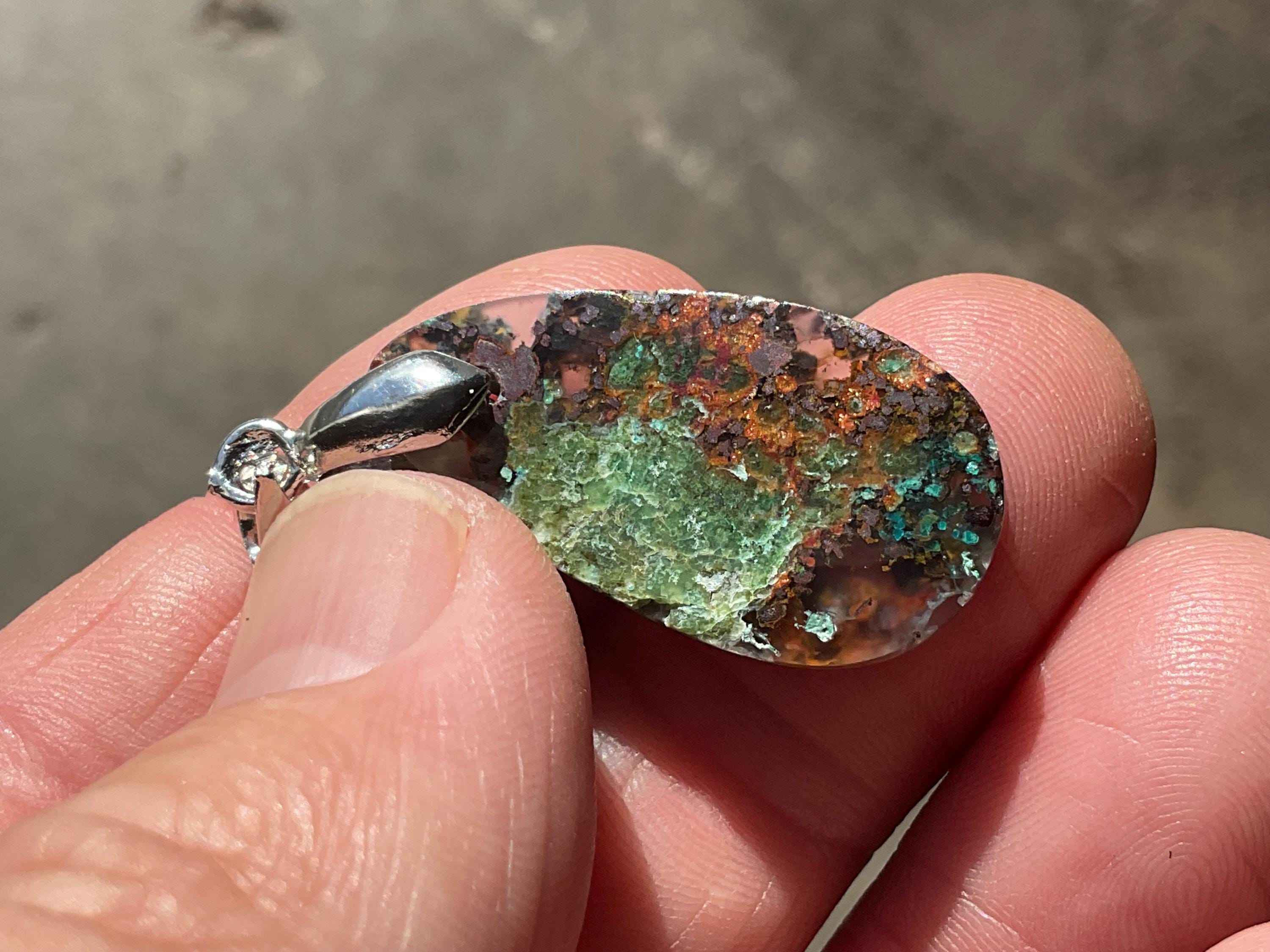 4g Native Copper and Chrysocolla in Chalcedony Pendant 3B