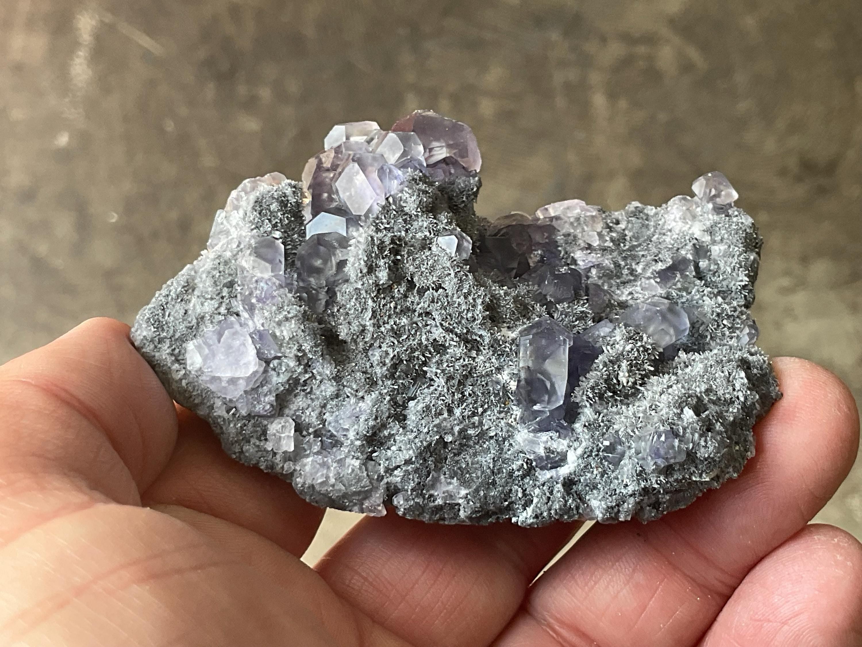 104g Blue/Purple Fluorite in Quartz Matrix Specimen 2B from Fujian, China