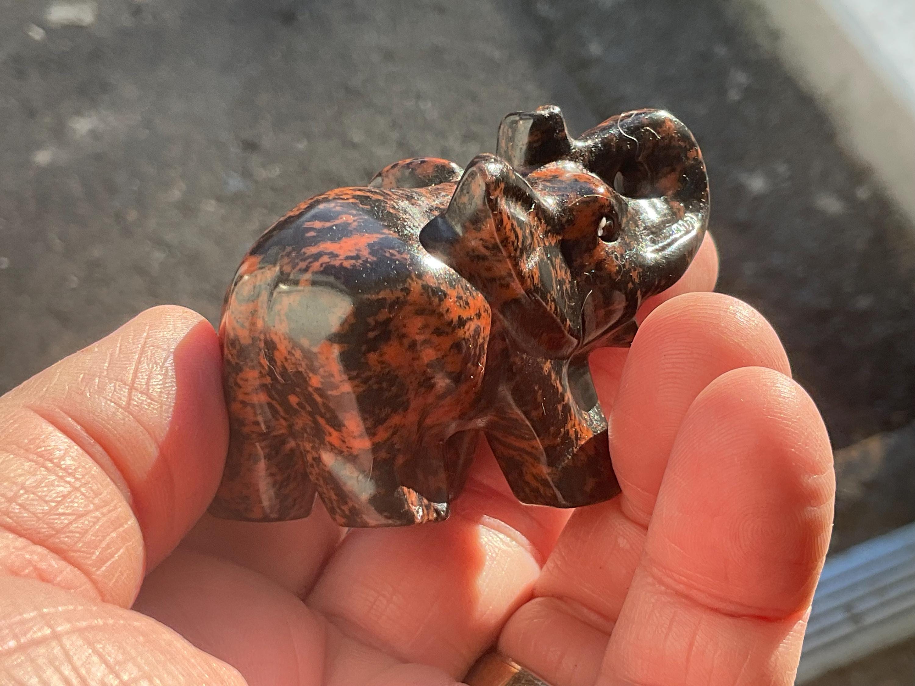 70g Mahogany Obsidian Elephant Carving A