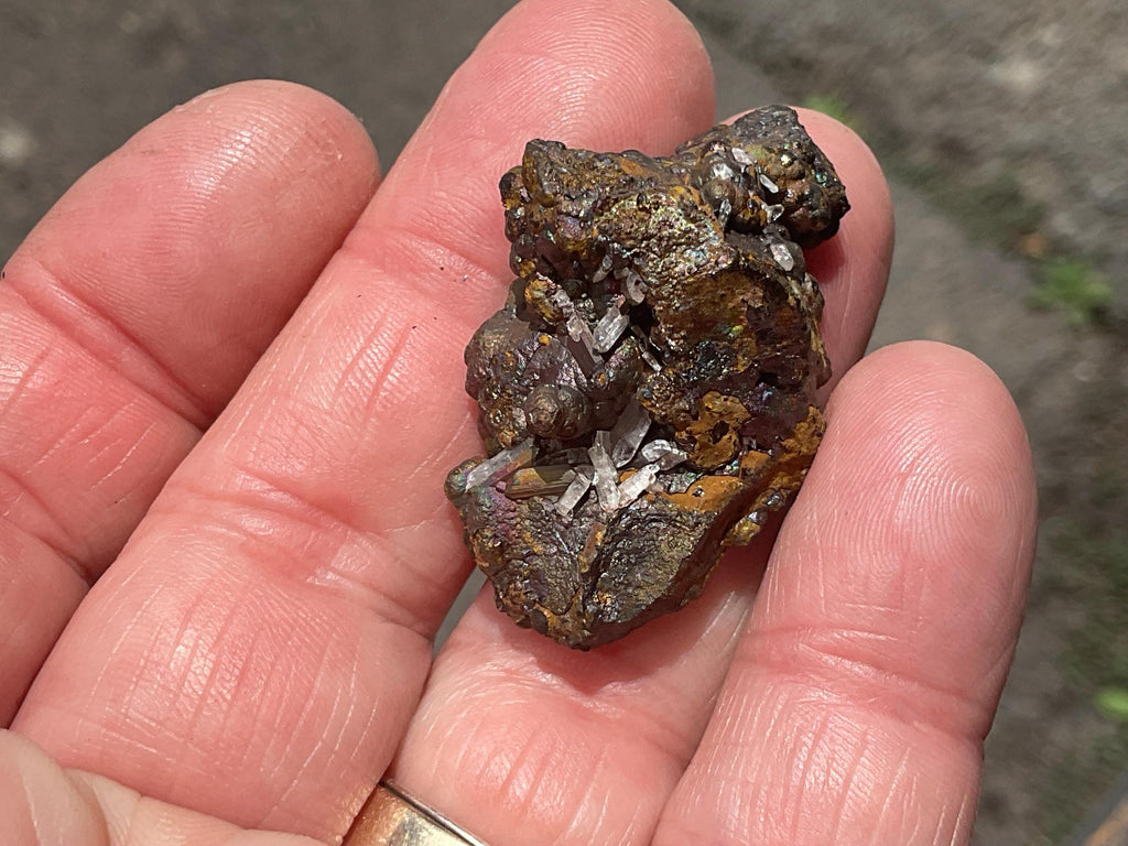 14g Iridescent Goethite/Limonite with Selenite Crystals Specimen 1C from Hubei, China