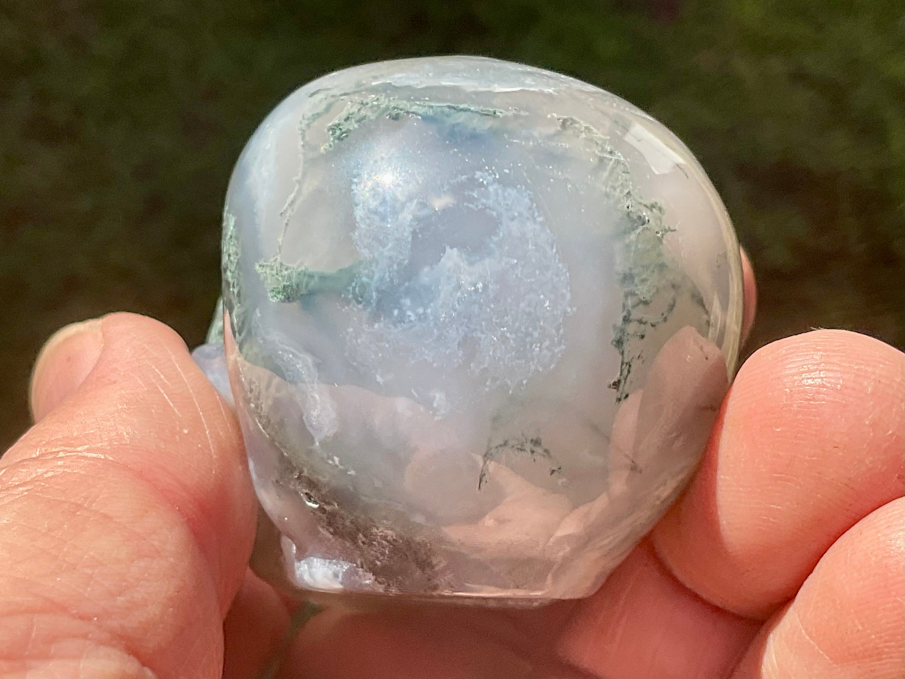 123g Moss Agate Skull 3B