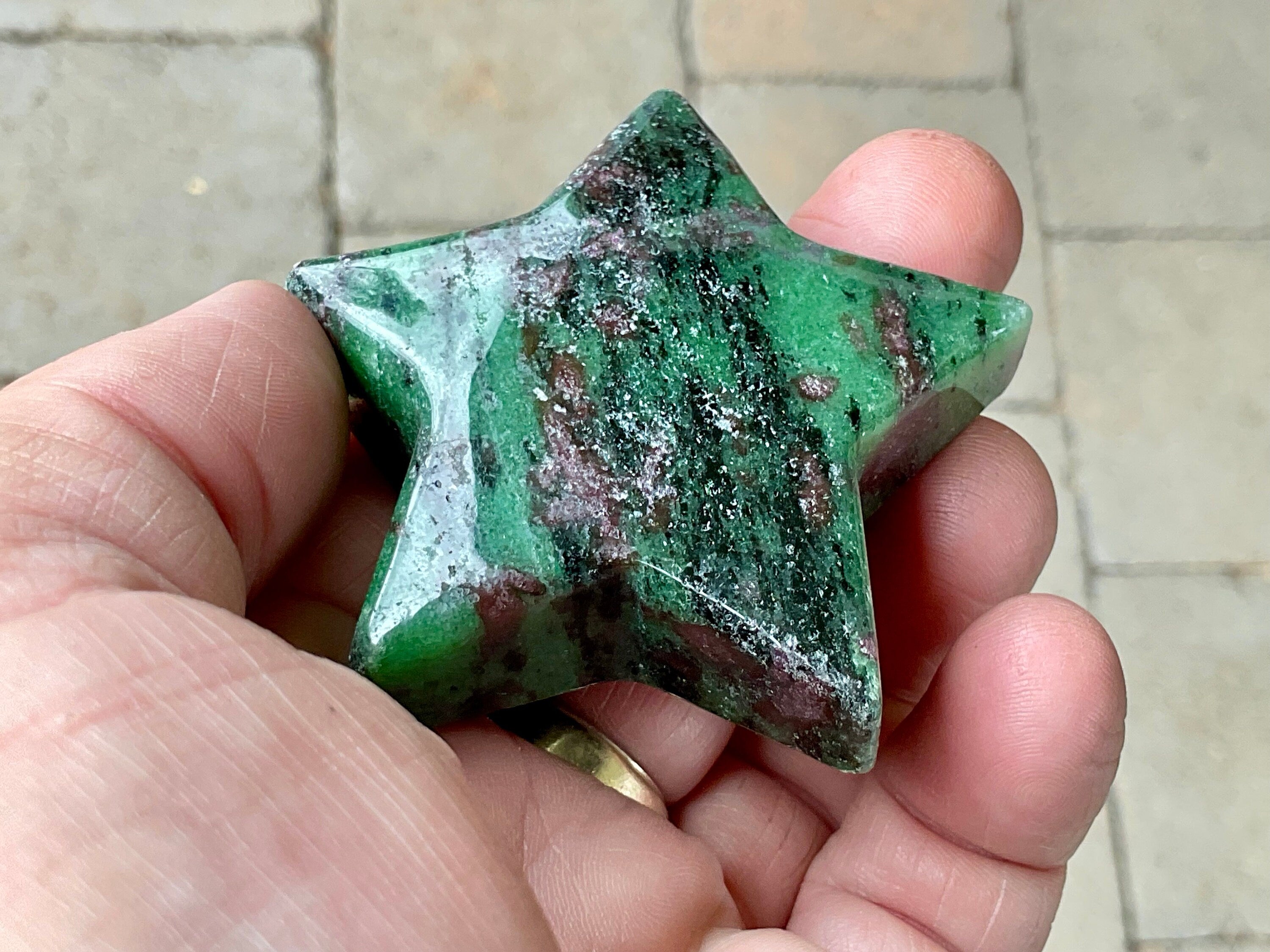 89g Ruby in Zoisite Polished Star 3C
