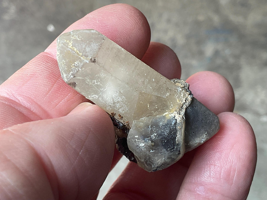 24g Molybdenite on Quartz Point Specimen 2B from Deepwater, Australia