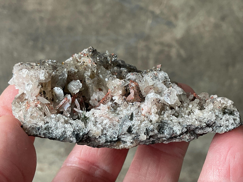 88g Quartz, Hematite, Calcite with Pyrite Cluster B from Fujian, China