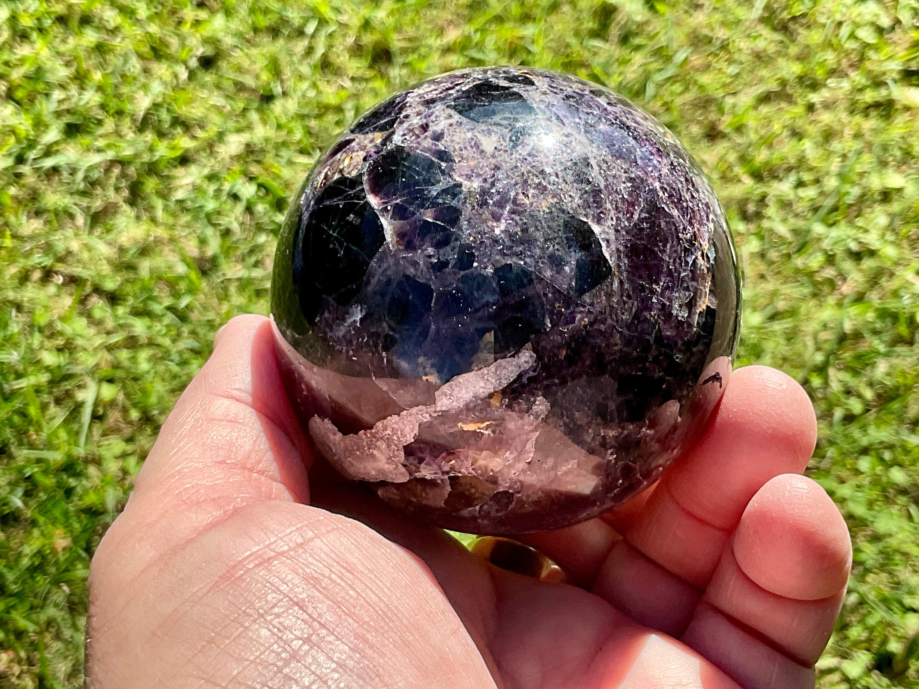 540g (Repaired) Brecciated Fluorite Sphere 3C