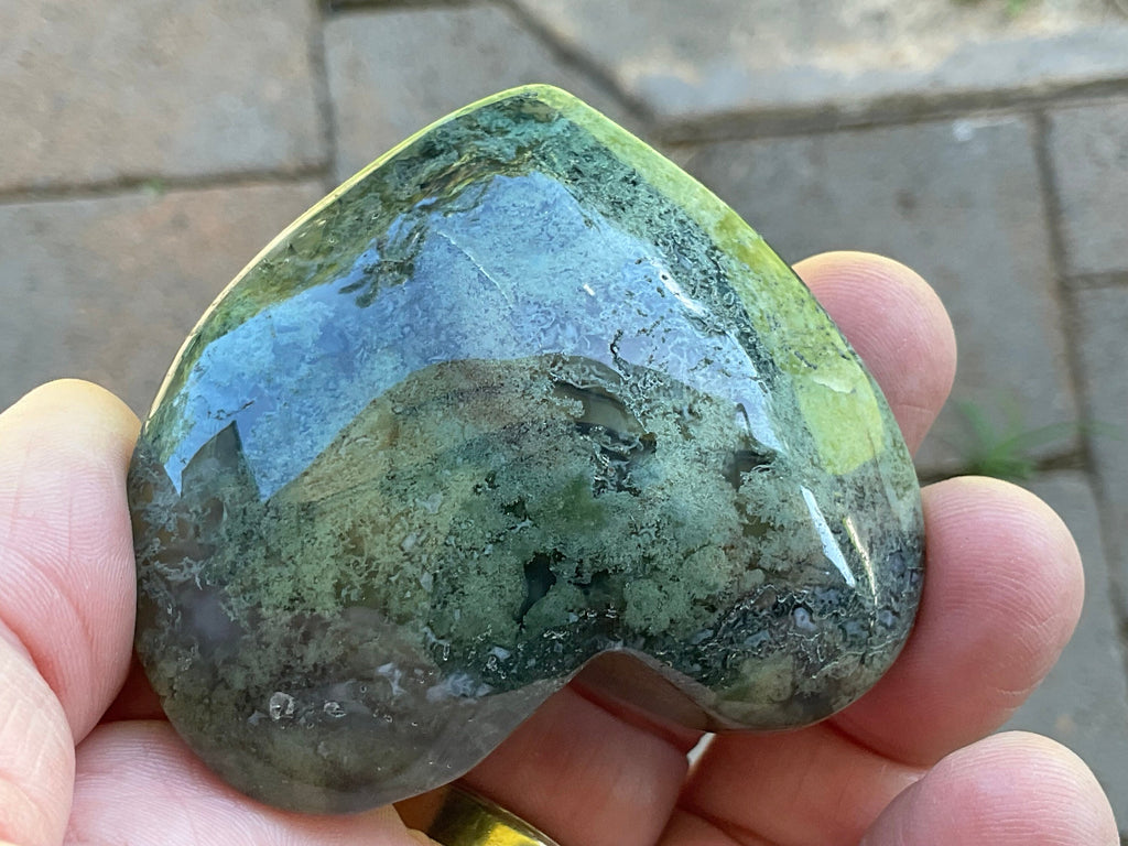 99g Moss Agate Puffy Heart 2A