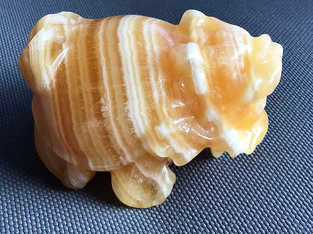 204g Orange Banded Calcite Dragon Turtle Carving