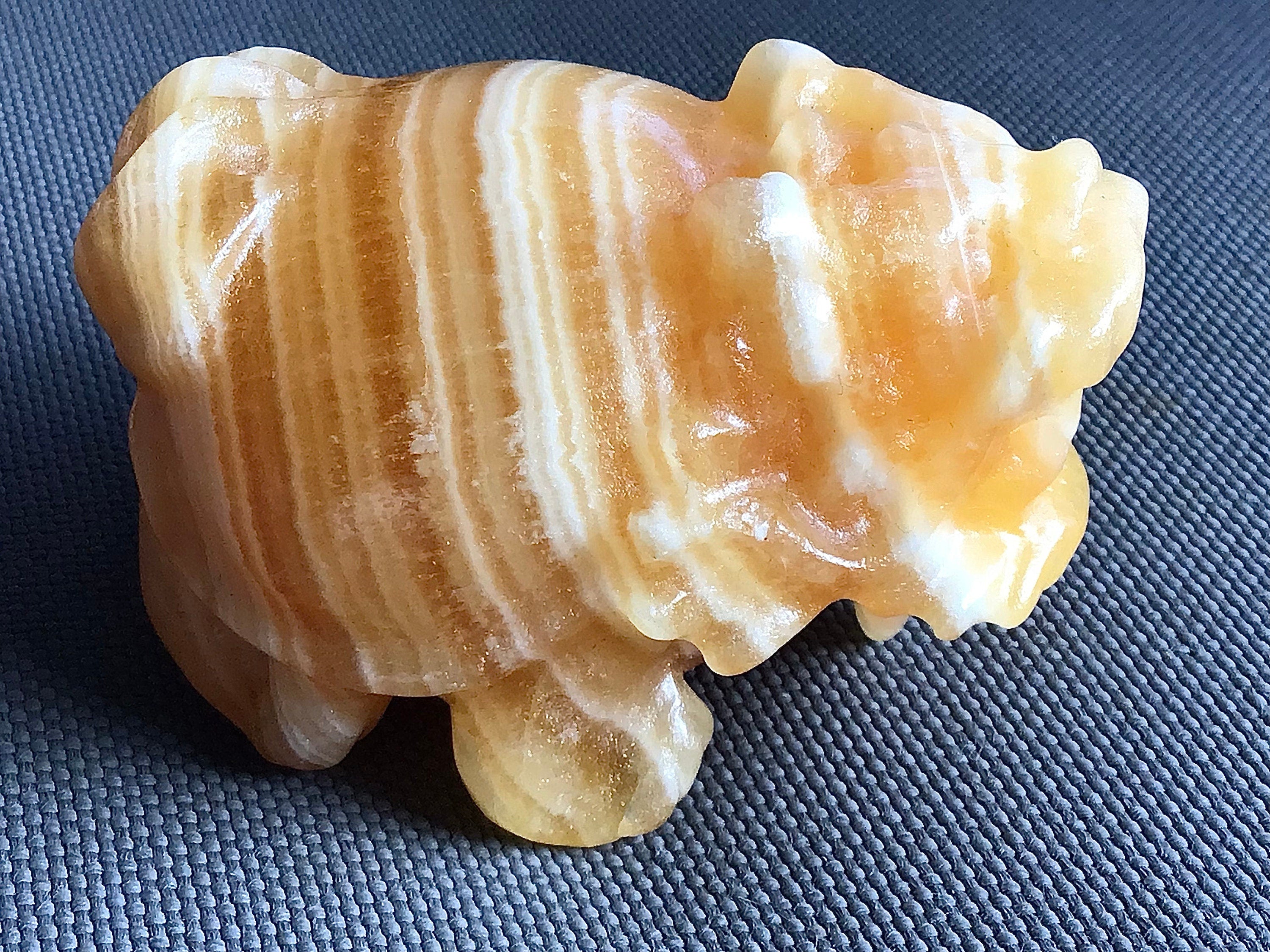204g Orange Banded Calcite Dragon Turtle Carving