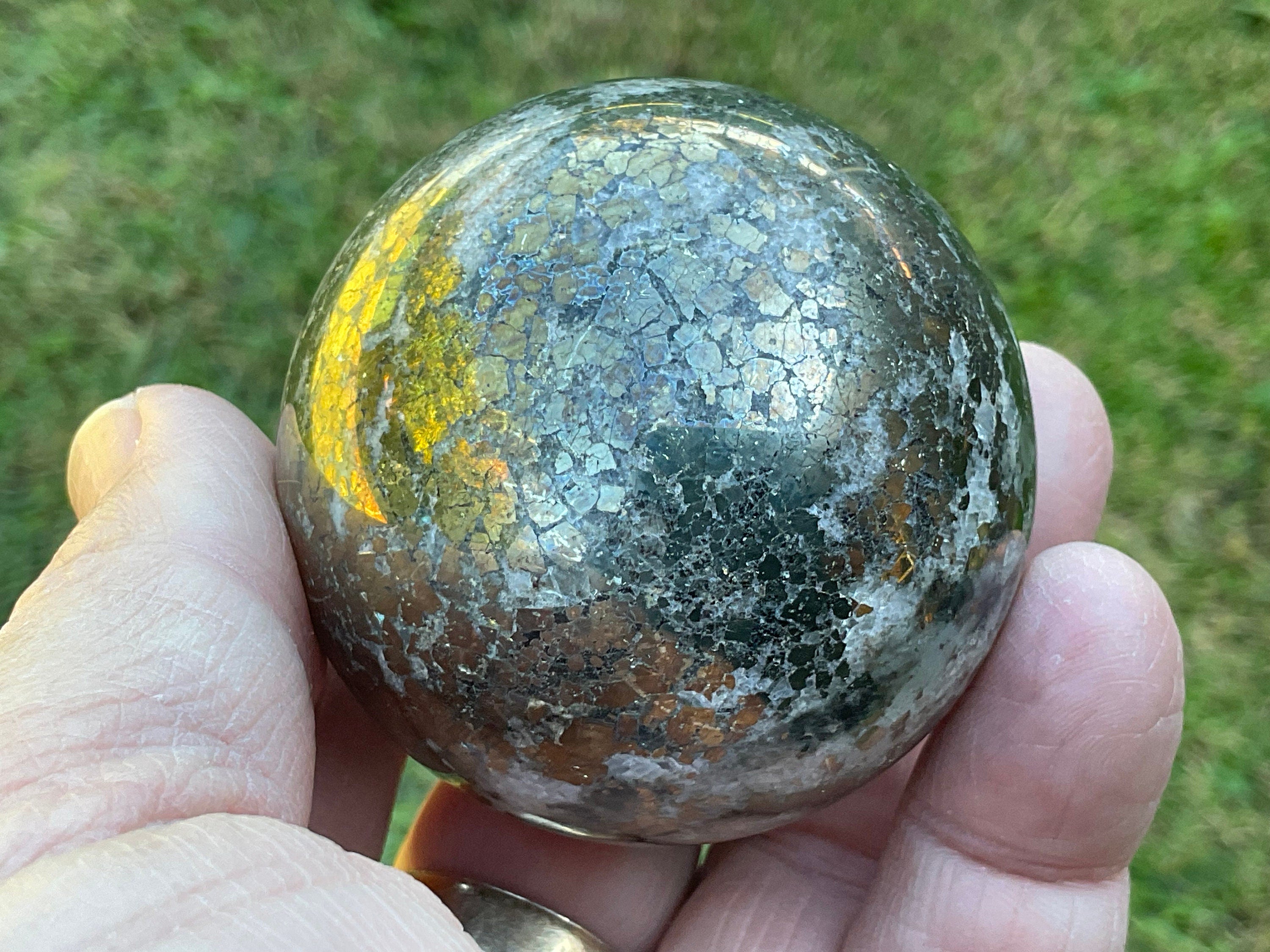 312g Cubic Pyrite in Quartz Sphere C