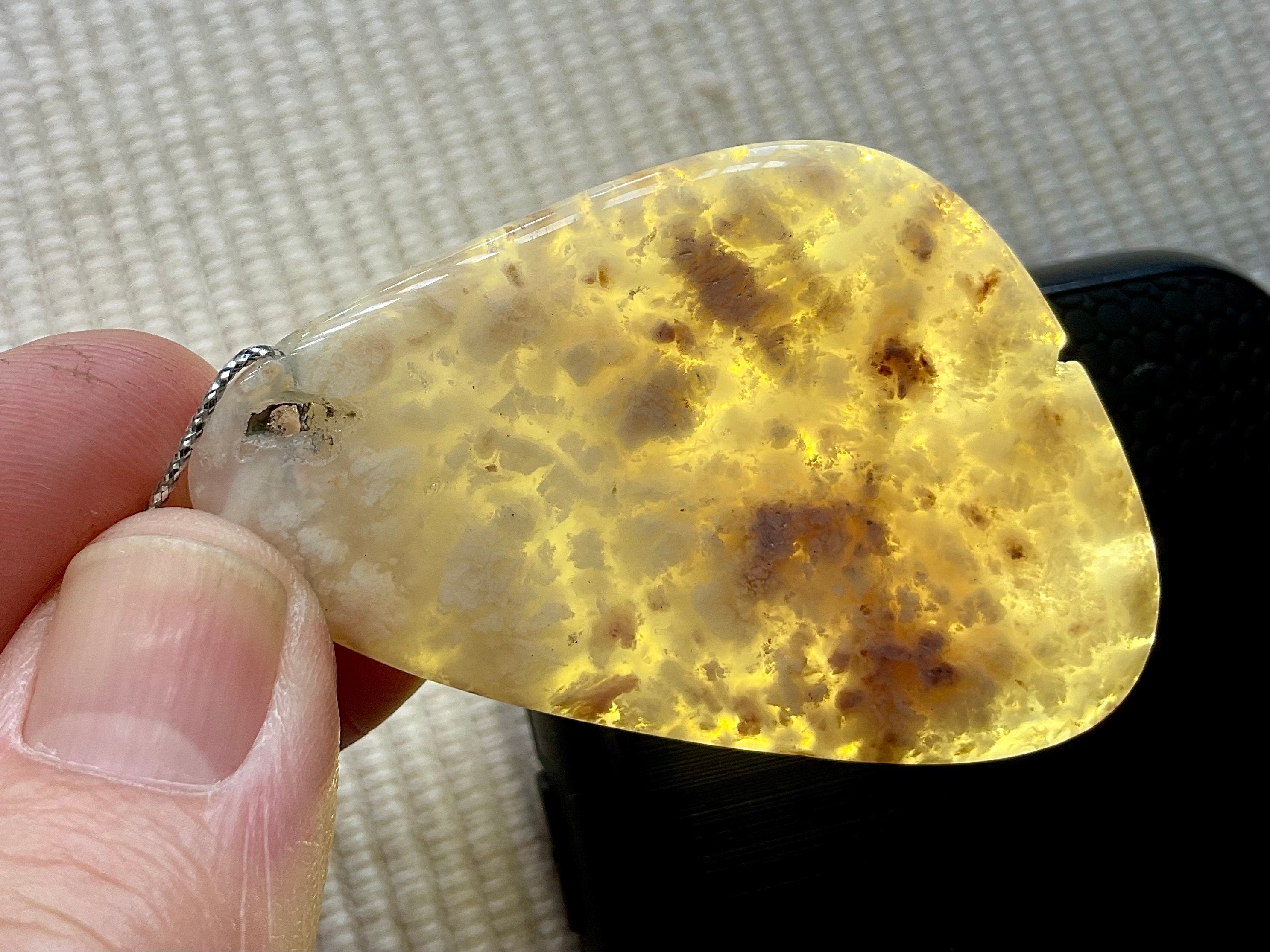 22g Heavily Included Pale Garden Quartz Pendant 7A