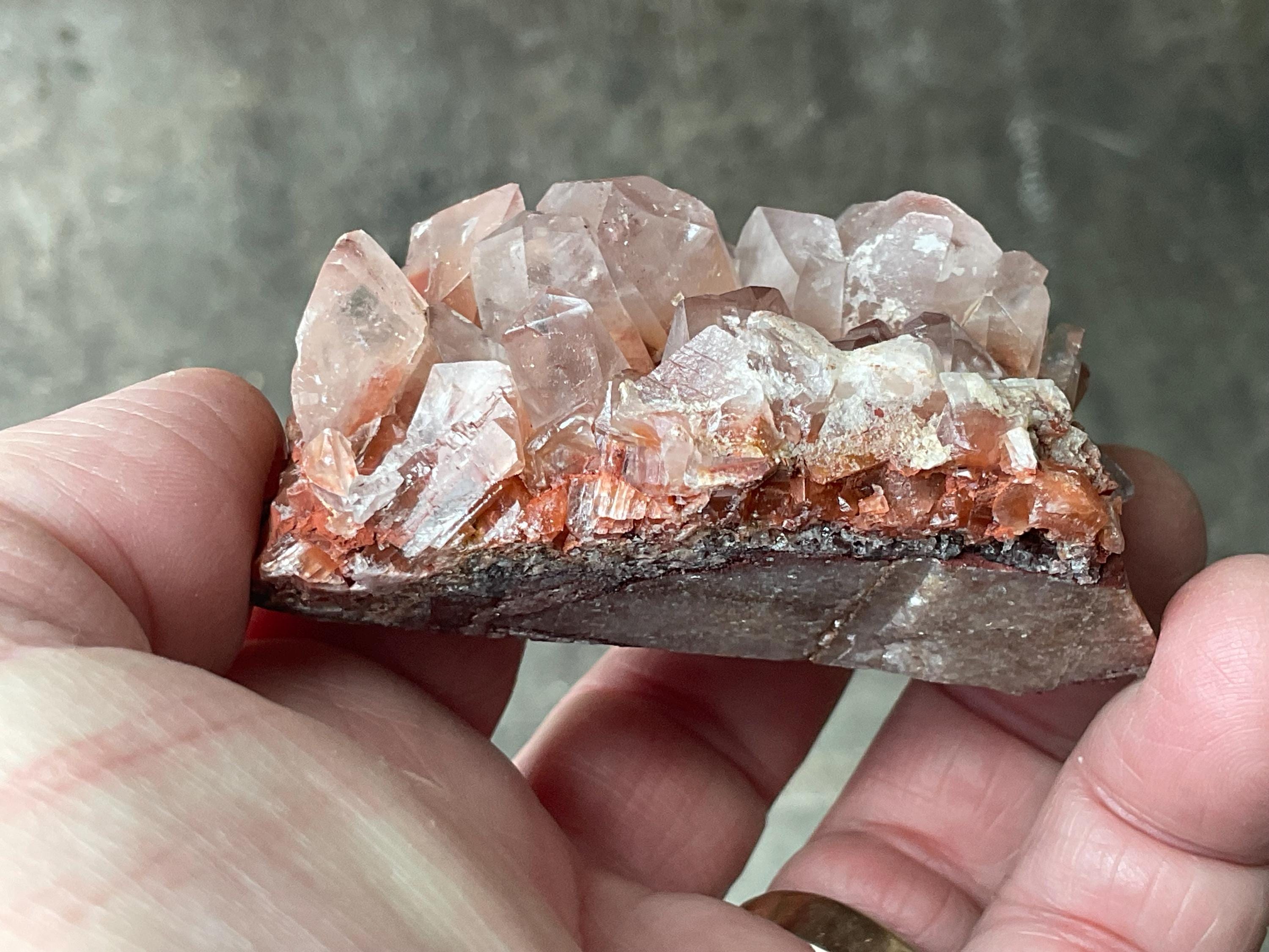144g Blocky Calcite on Hematite Quartzite Specimen 1B from Hubei, China