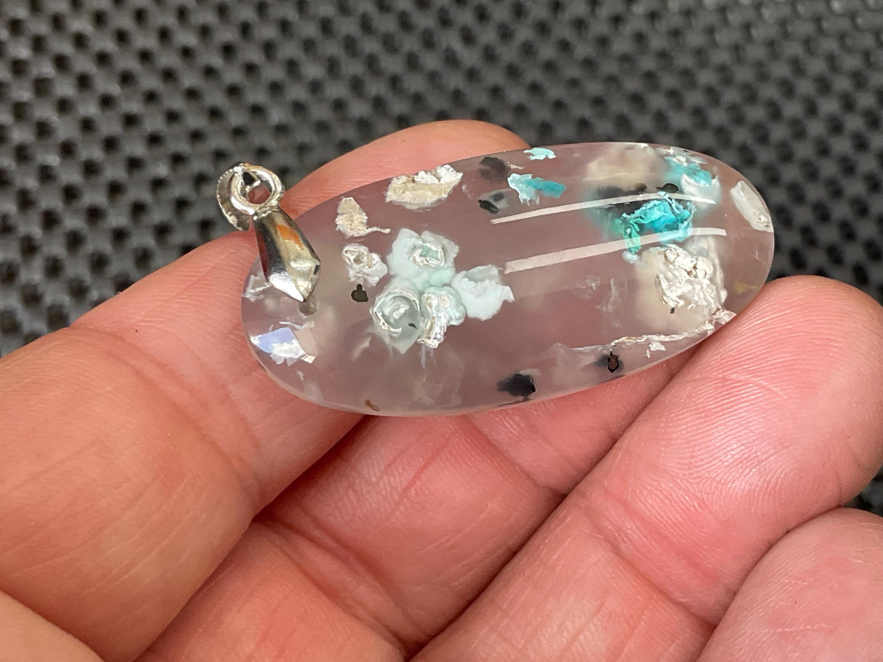 10g Natural Chrysocolla in Chalcedony Pendant 2B