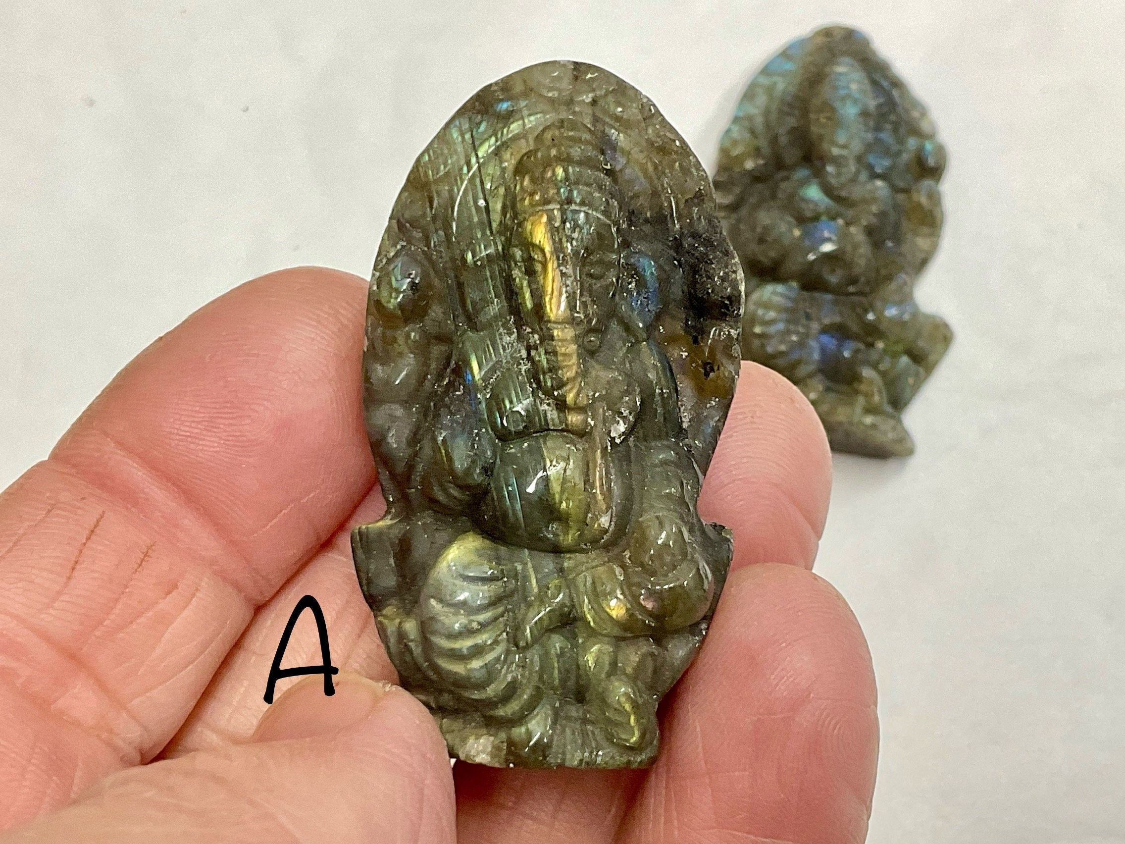 Labradorite Ganesha Carving Group 2