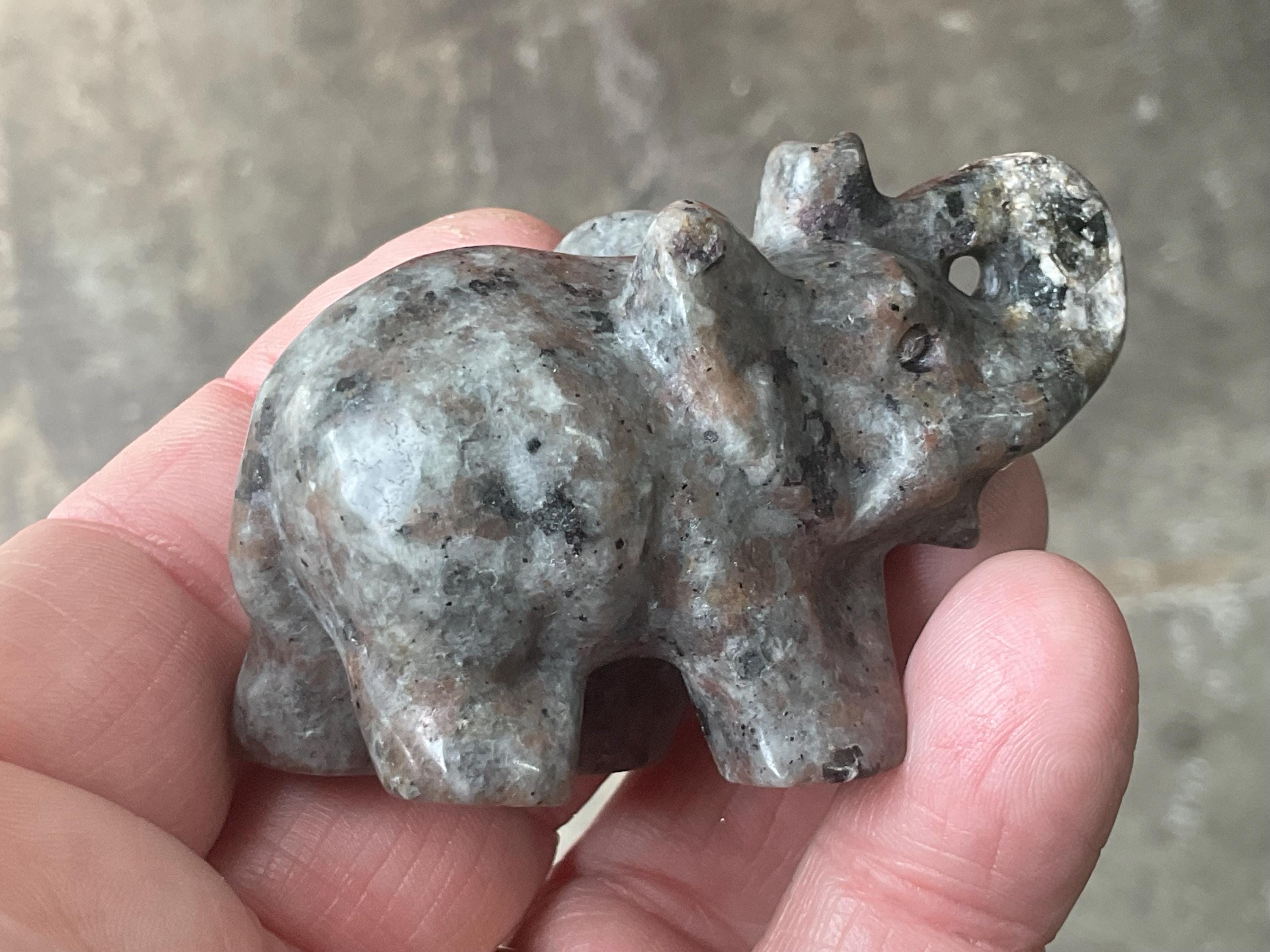 76g Syenite with Sodalite (Yooperlite) Elephant Carving C