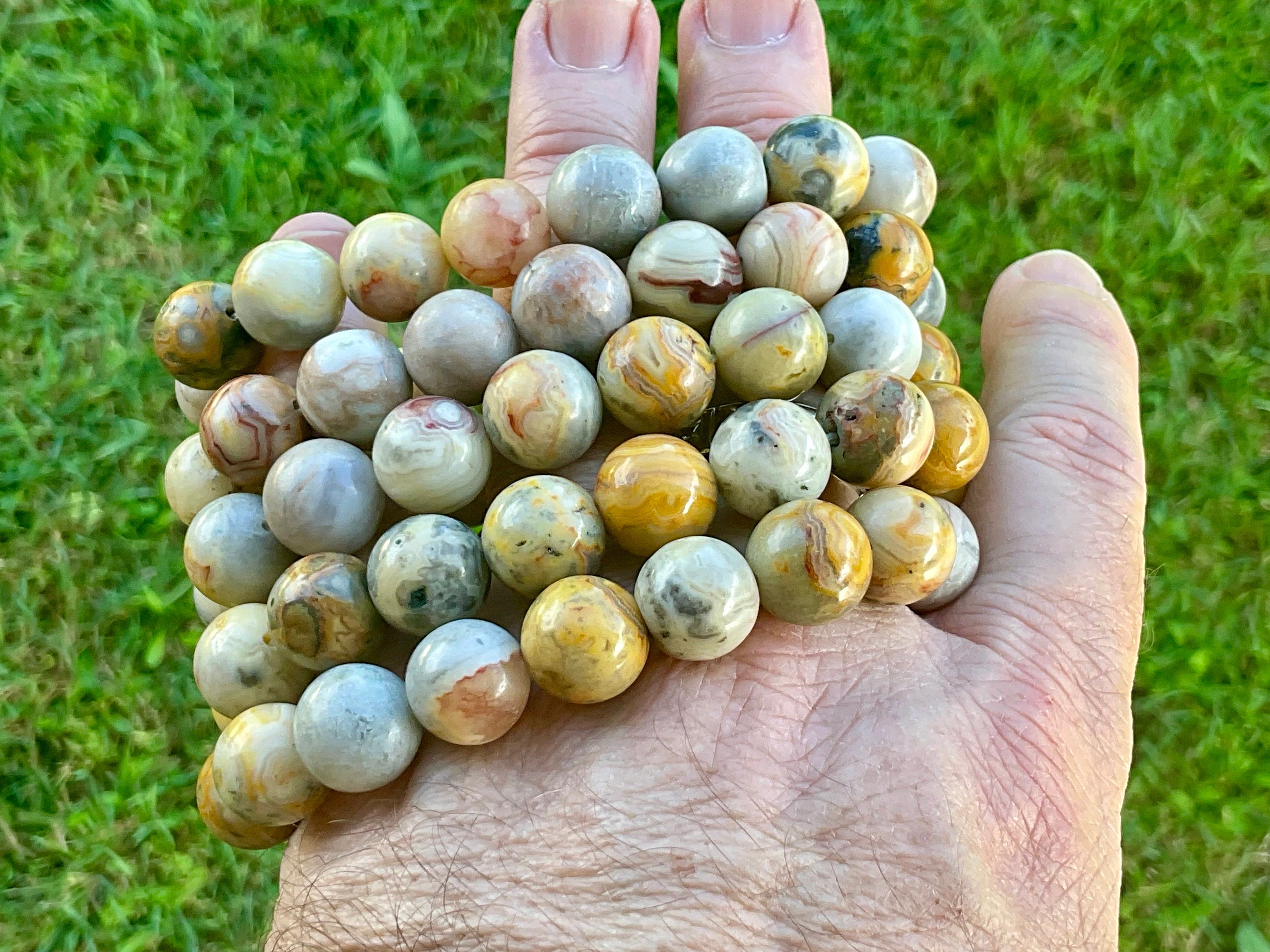 Mexican Crazy Lace Agate 12mm Bead Bracelet