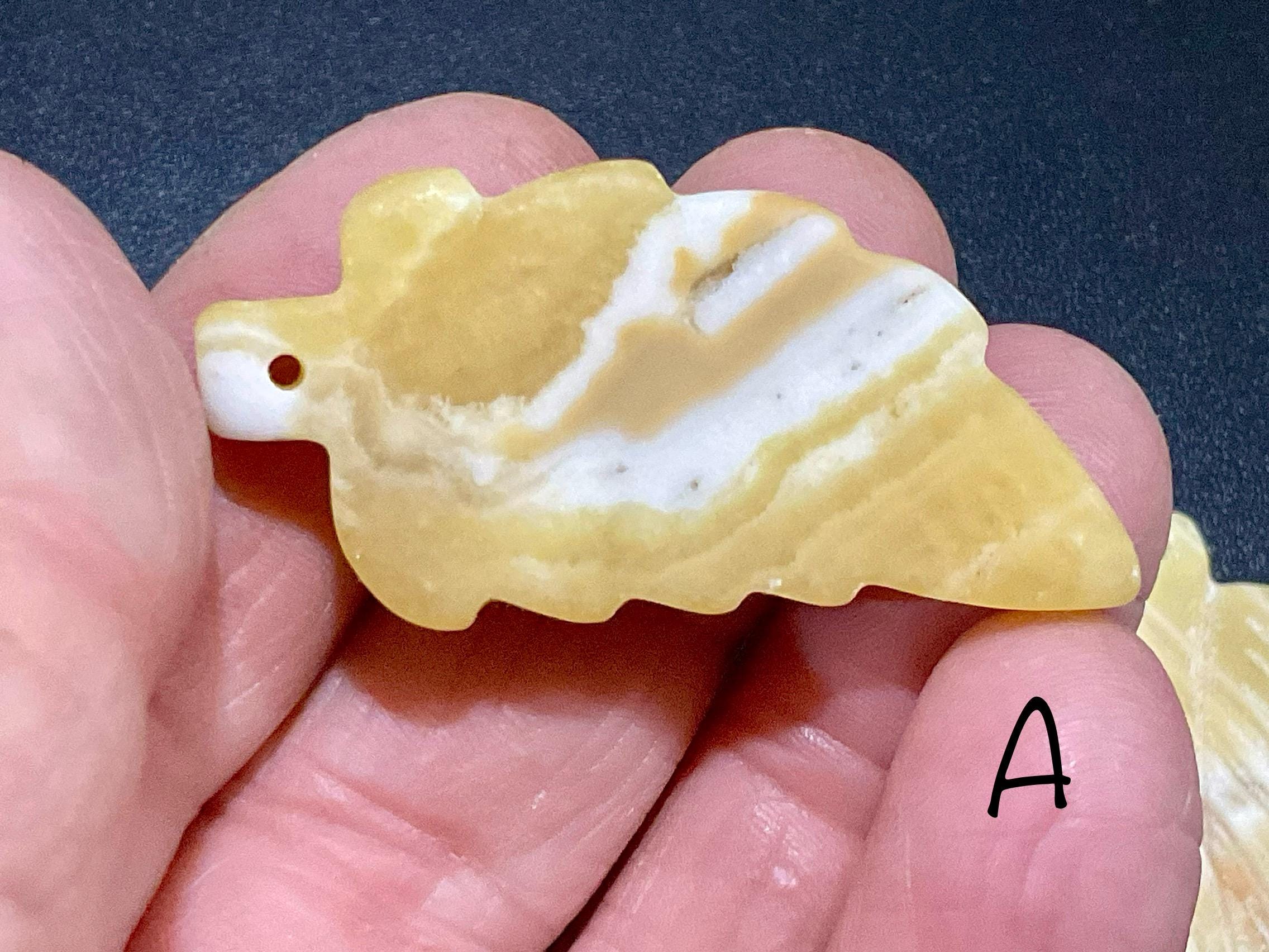 Orange Banded Calcite Drilled Leaf Pendant Group 1