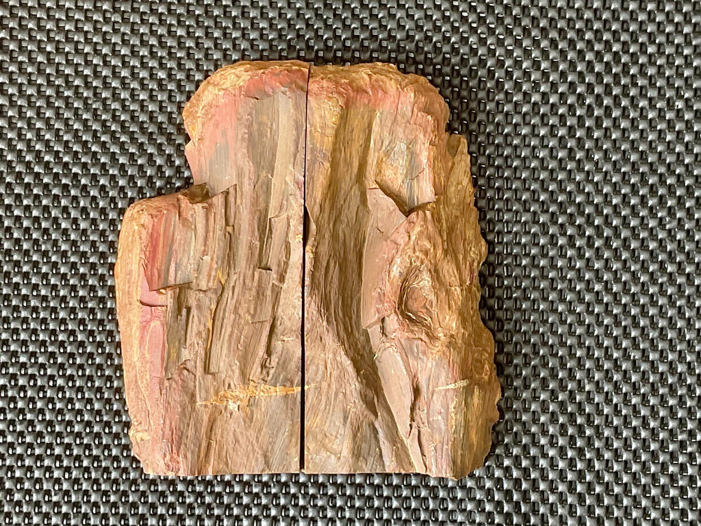 1,148g Unpolished Chinchilla Red Petrified Wood Split Pair
