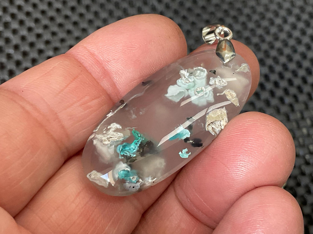 10g Natural Chrysocolla in Chalcedony Pendant 2B