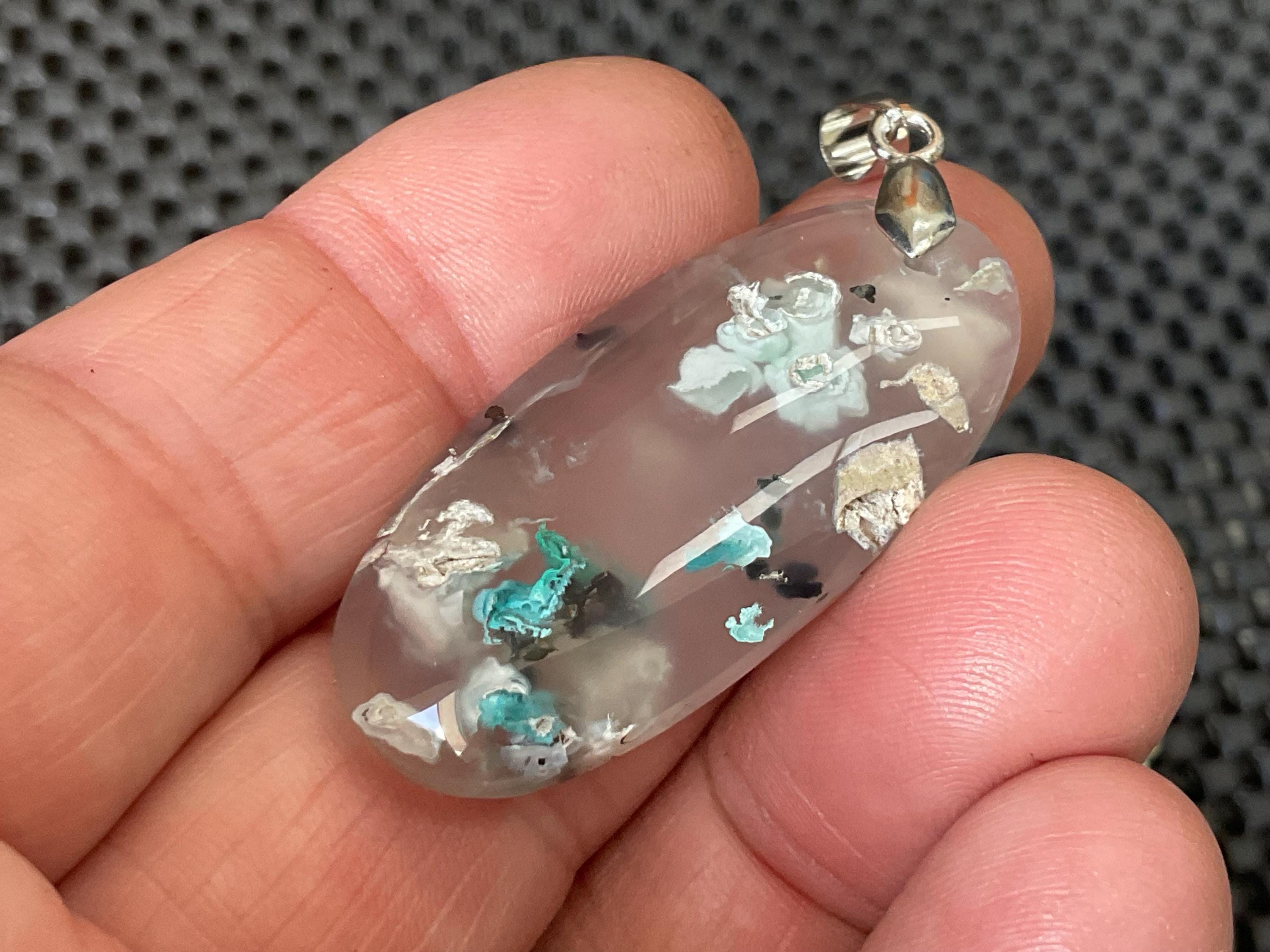 10g Natural Chrysocolla in Chalcedony Pendant 2B